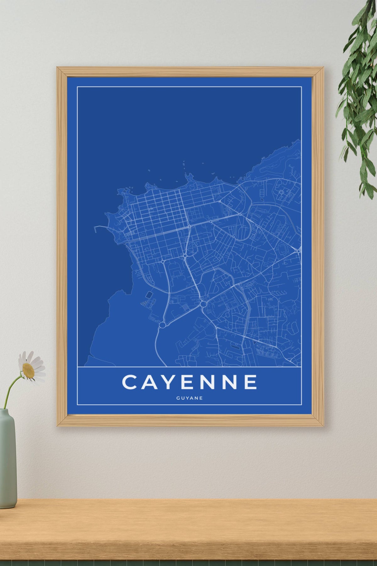 Carte de Cayenne bleue - Affiche personnalisée