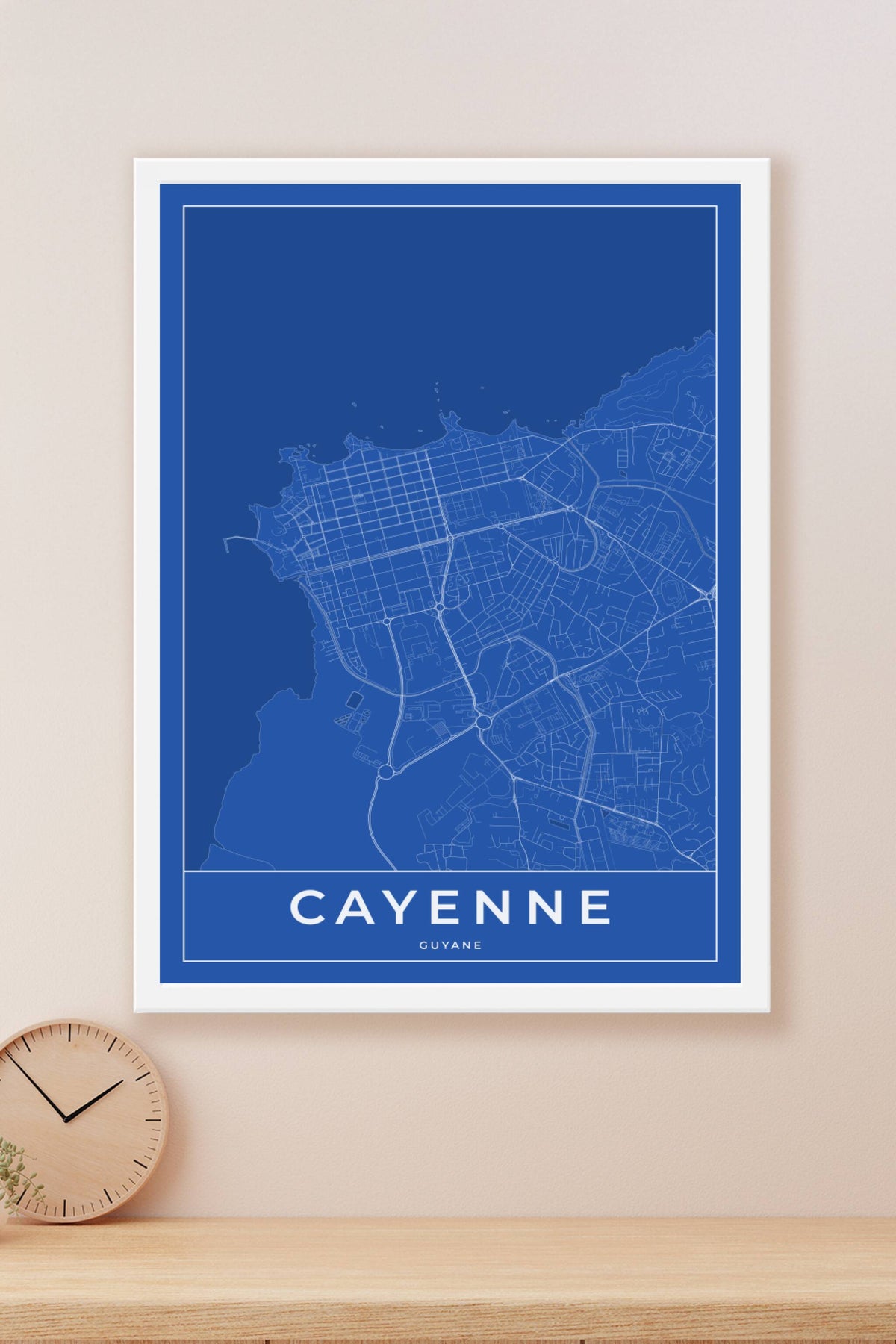 Carte de Cayenne bleue - Affiche personnalisée