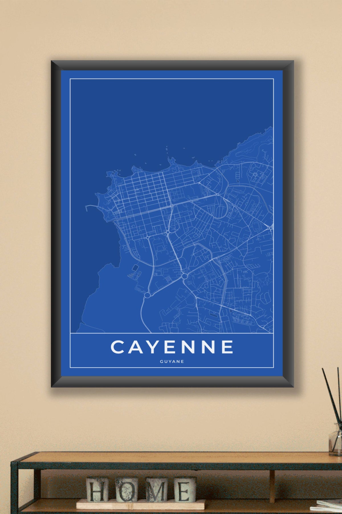 Carte de Cayenne bleue - Affiche personnalisée