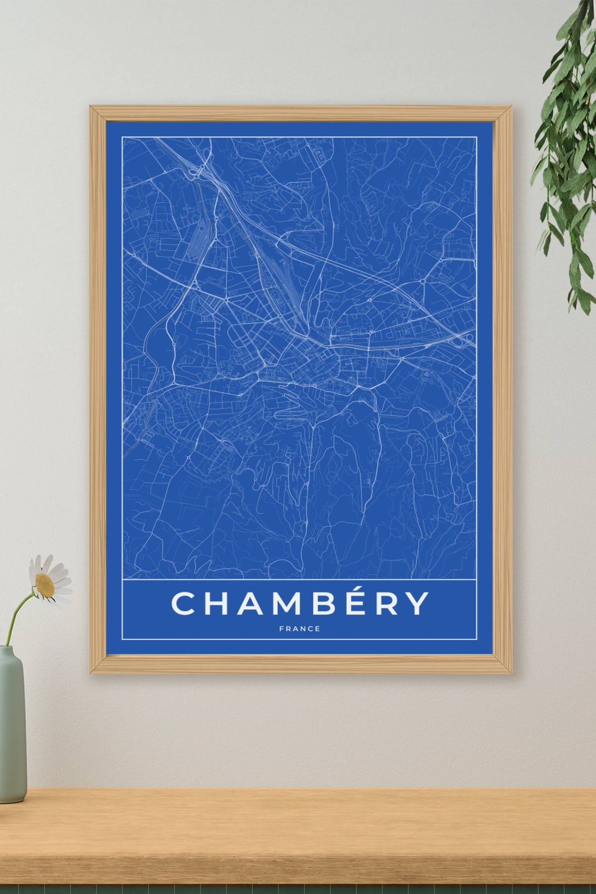 Carte de Chambéry bleue - Affiche personnalisée