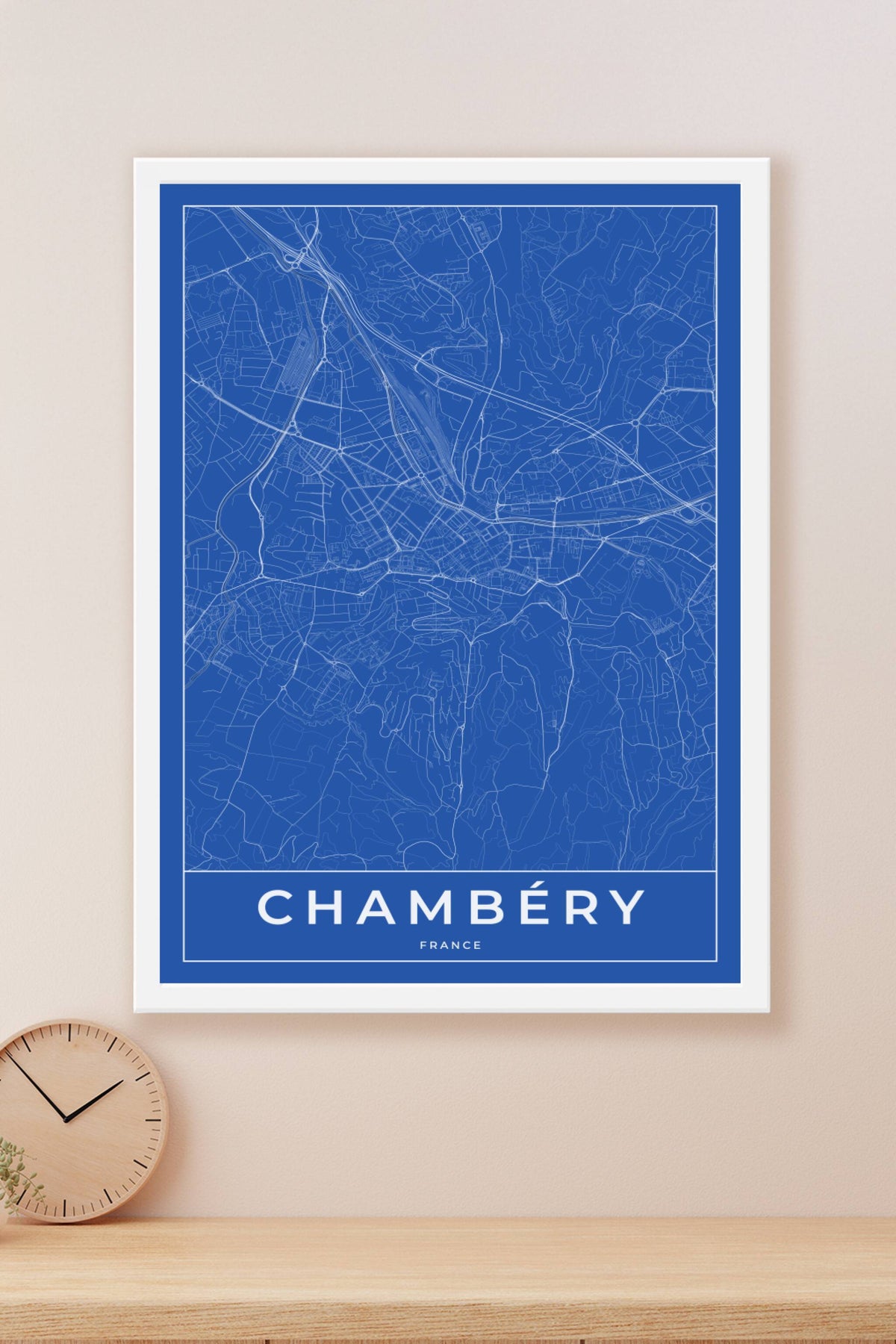 Carte de Chambéry bleue - Affiche personnalisée