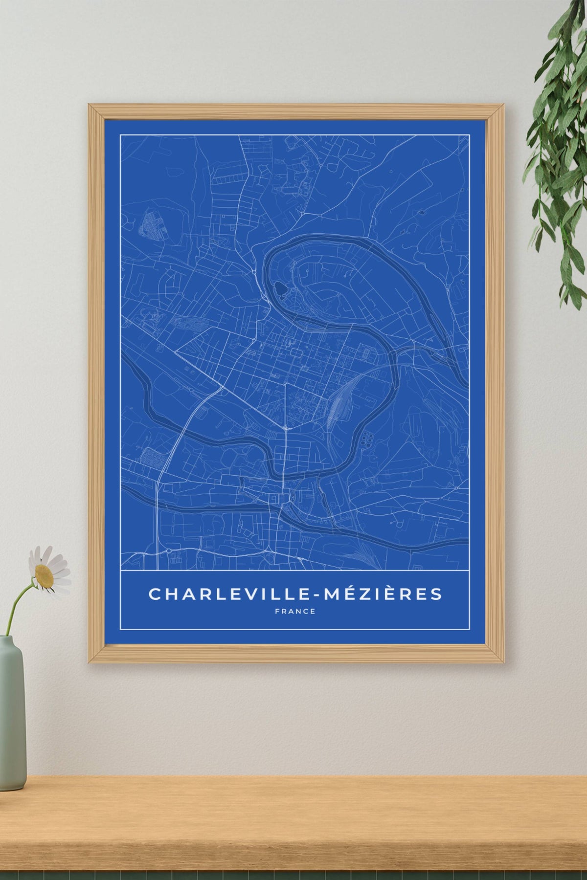 Carte de Charleville-Mézières bleue - Affiche personnalisée