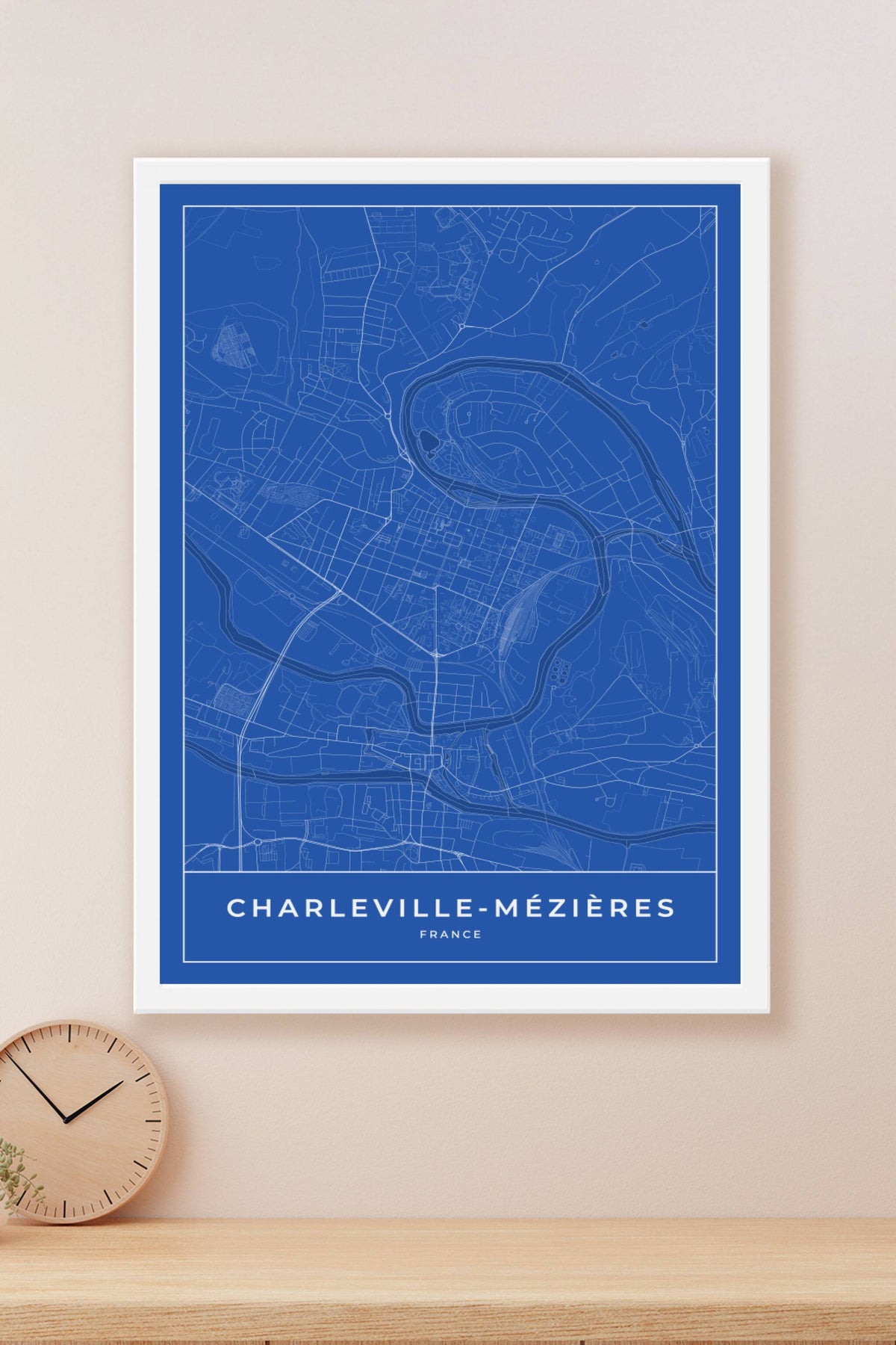 Carte de Charleville-Mézières bleue - Affiche personnalisée