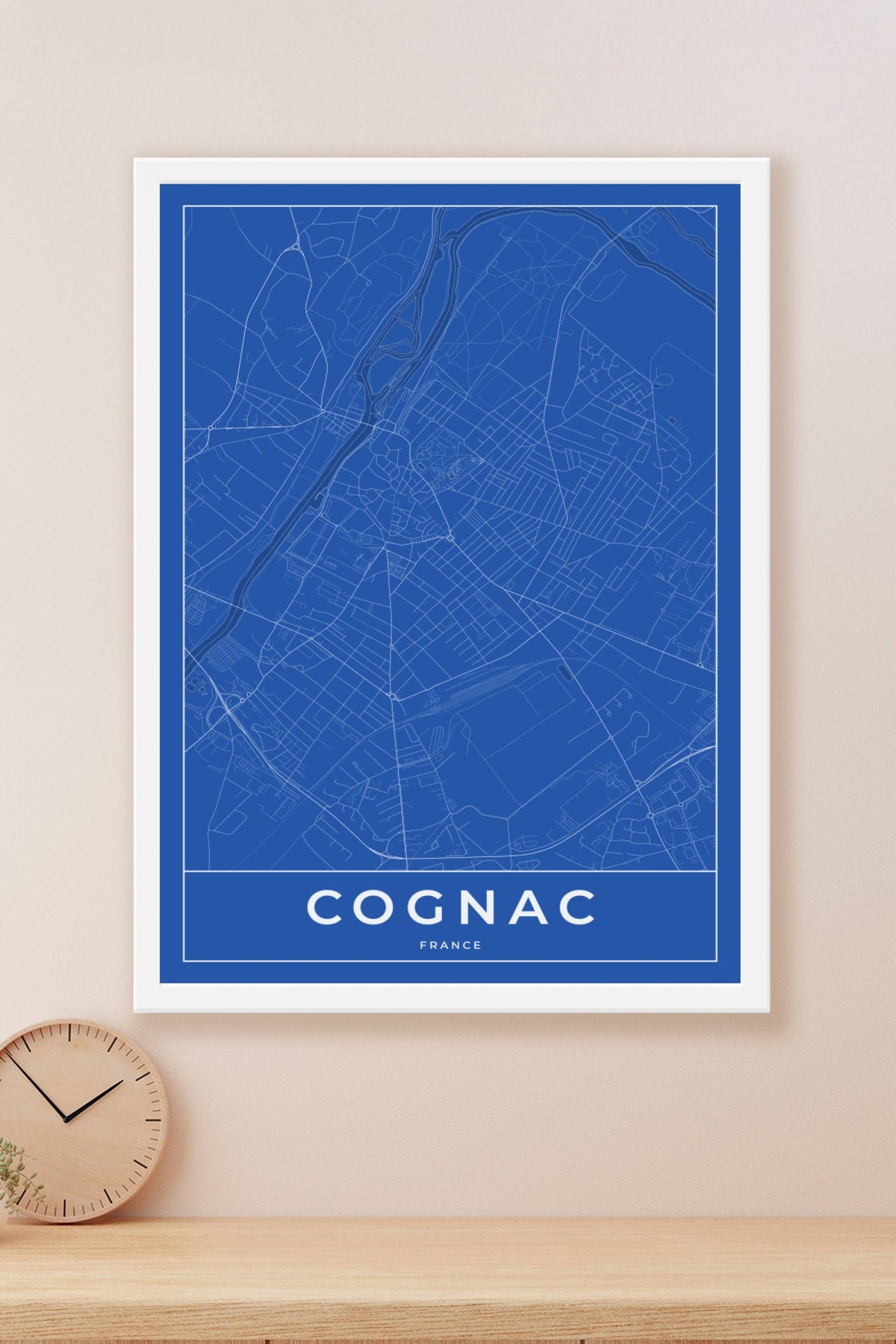 Carte de Cognac bleue - Affiche personnalisée