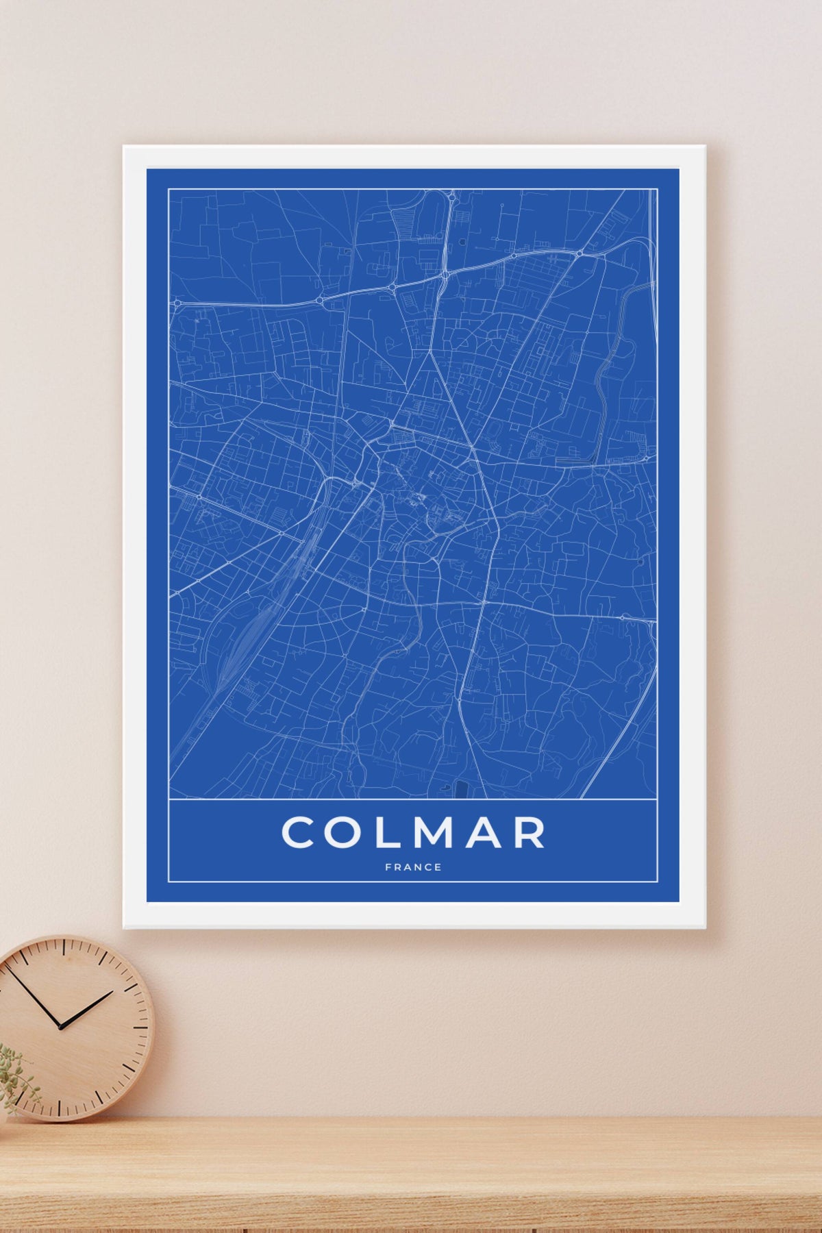 Carte de Colmar bleue - Affiche personnalisée