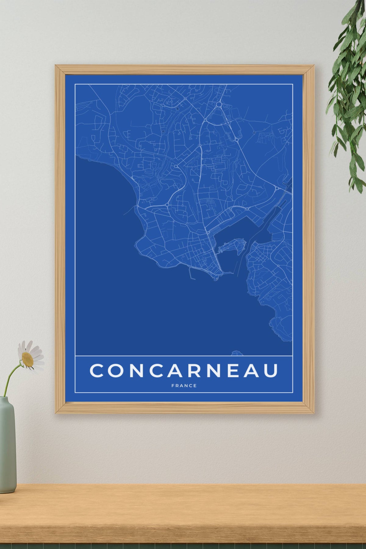 Carte de Concarneau bleue - Affiche personnalisée