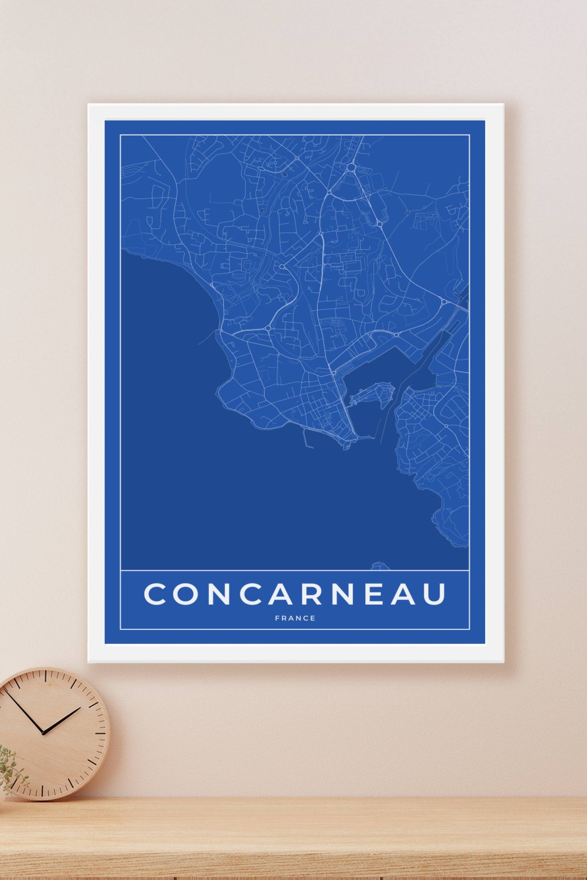 Carte de Concarneau bleue - Affiche personnalisée