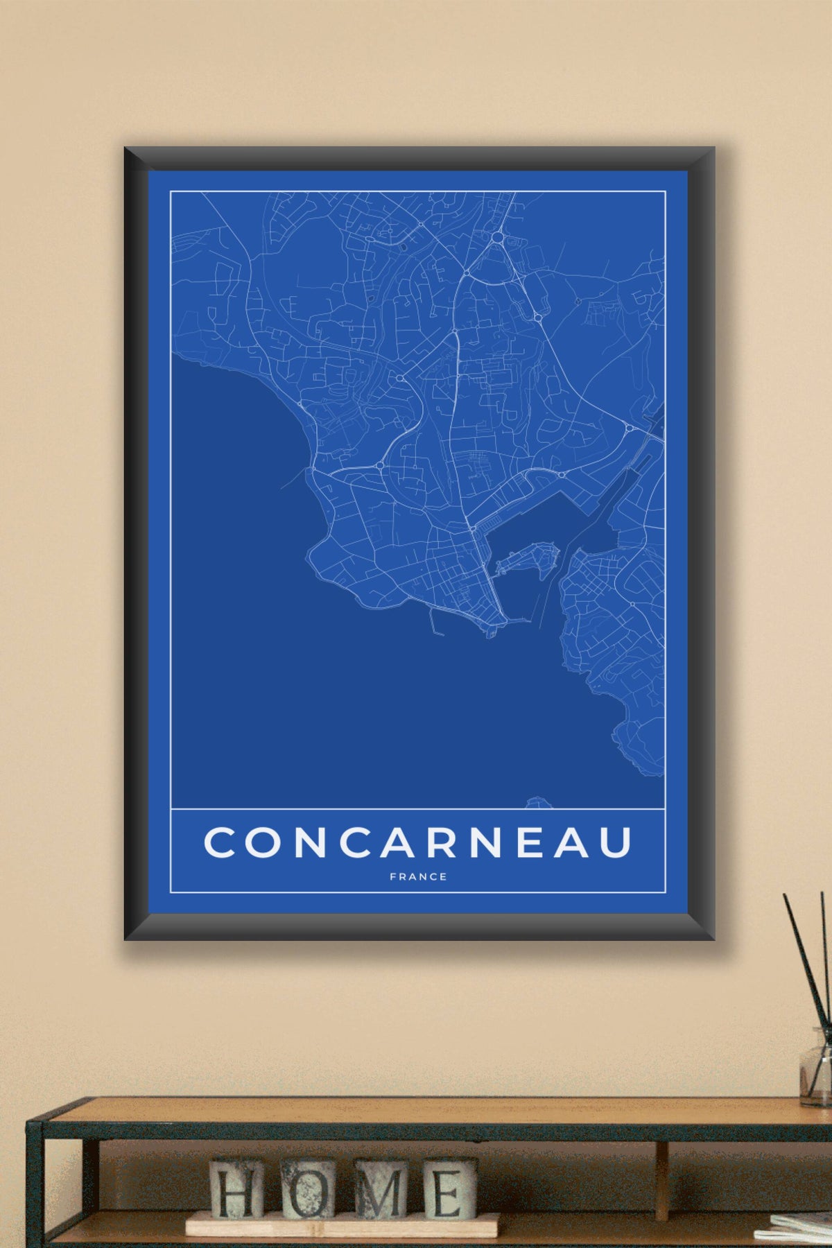 Carte de Concarneau bleue - Affiche personnalisée