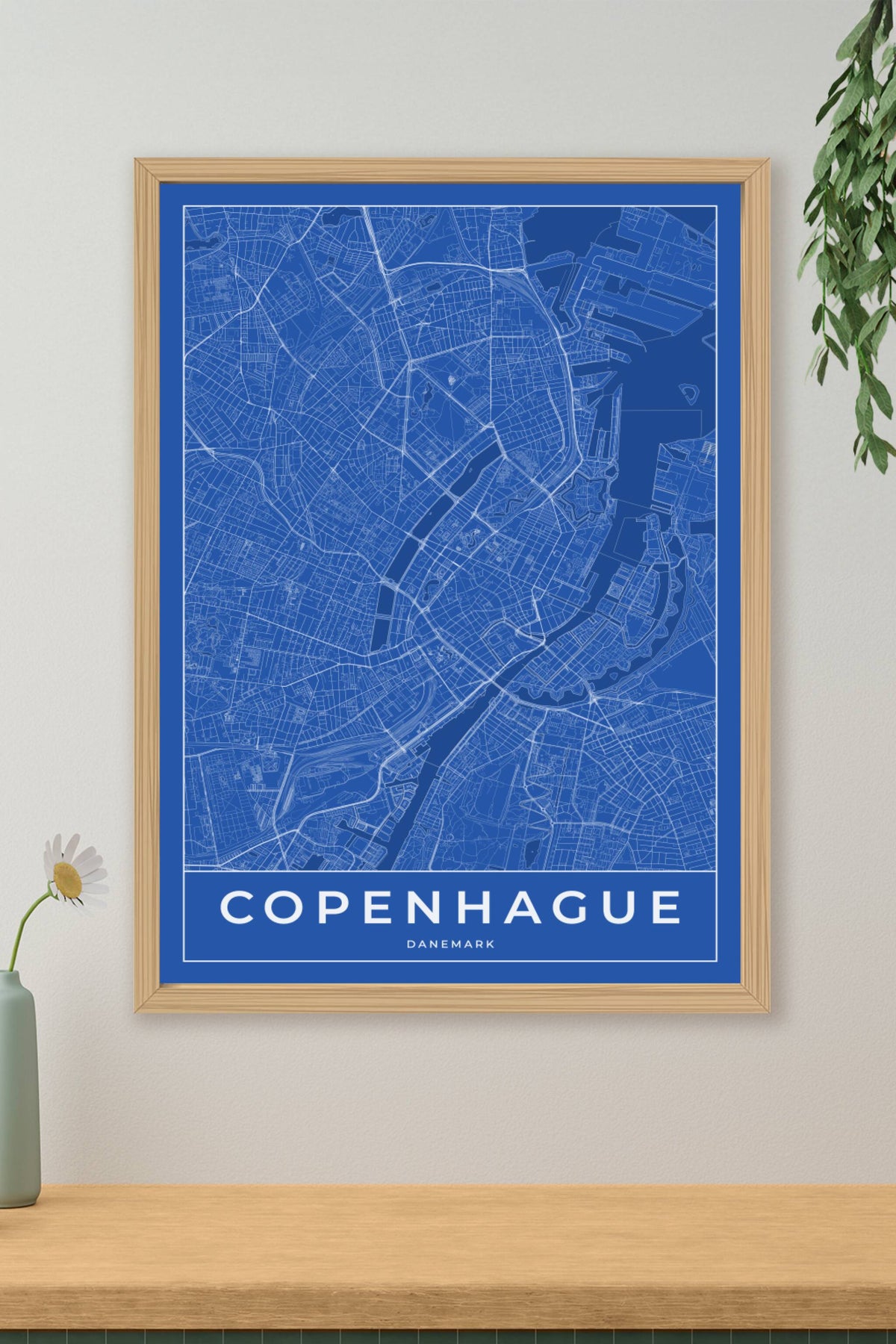 Carte de Copenhague bleue - Affiche personnalisée