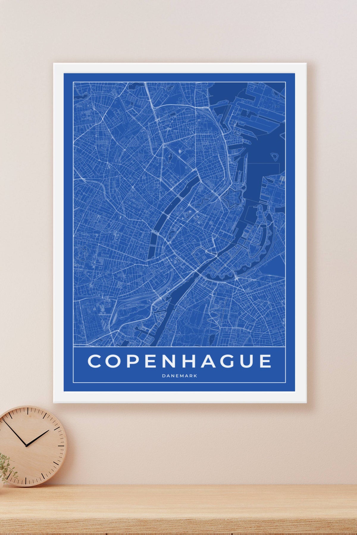 Carte de Copenhague bleue - Affiche personnalisée