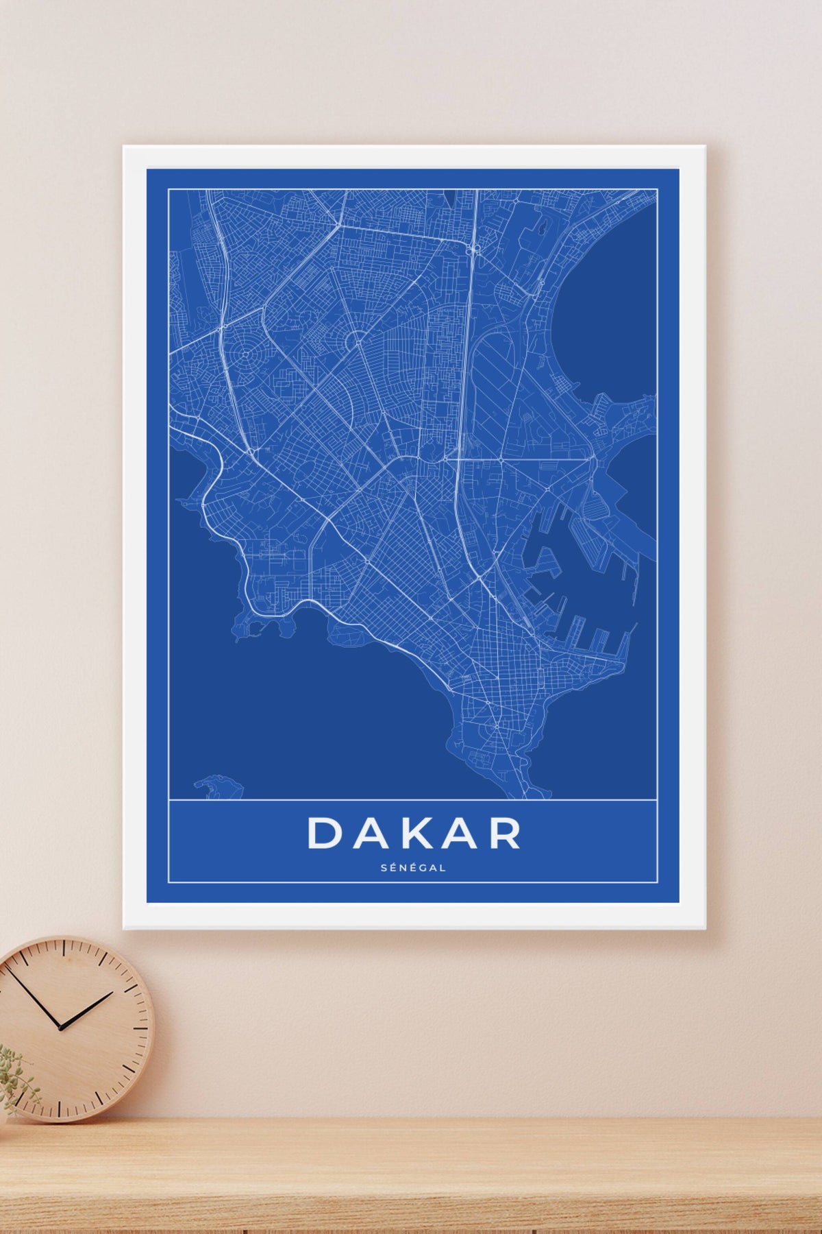 Carte de Dakar bleue - Affiche personnalisée