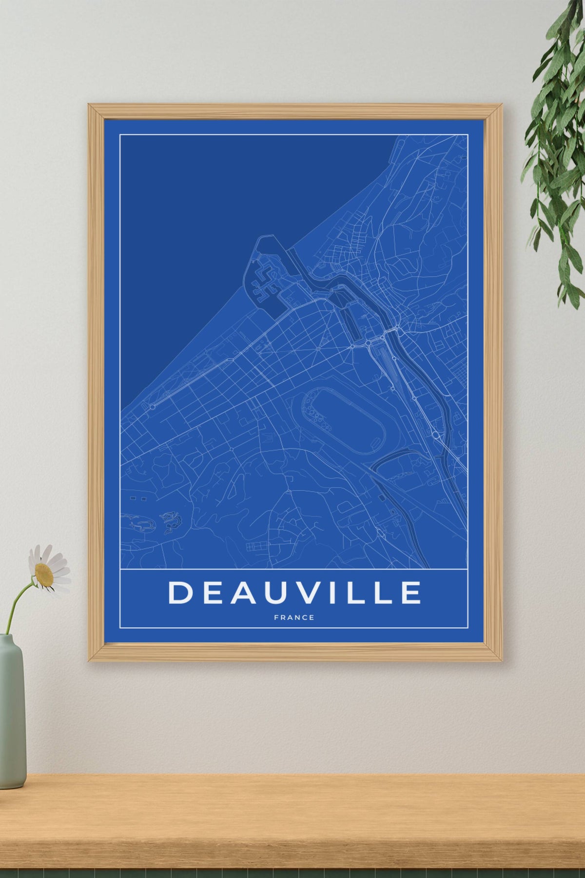 Carte de Deauville bleue - Affiche personnalisée
