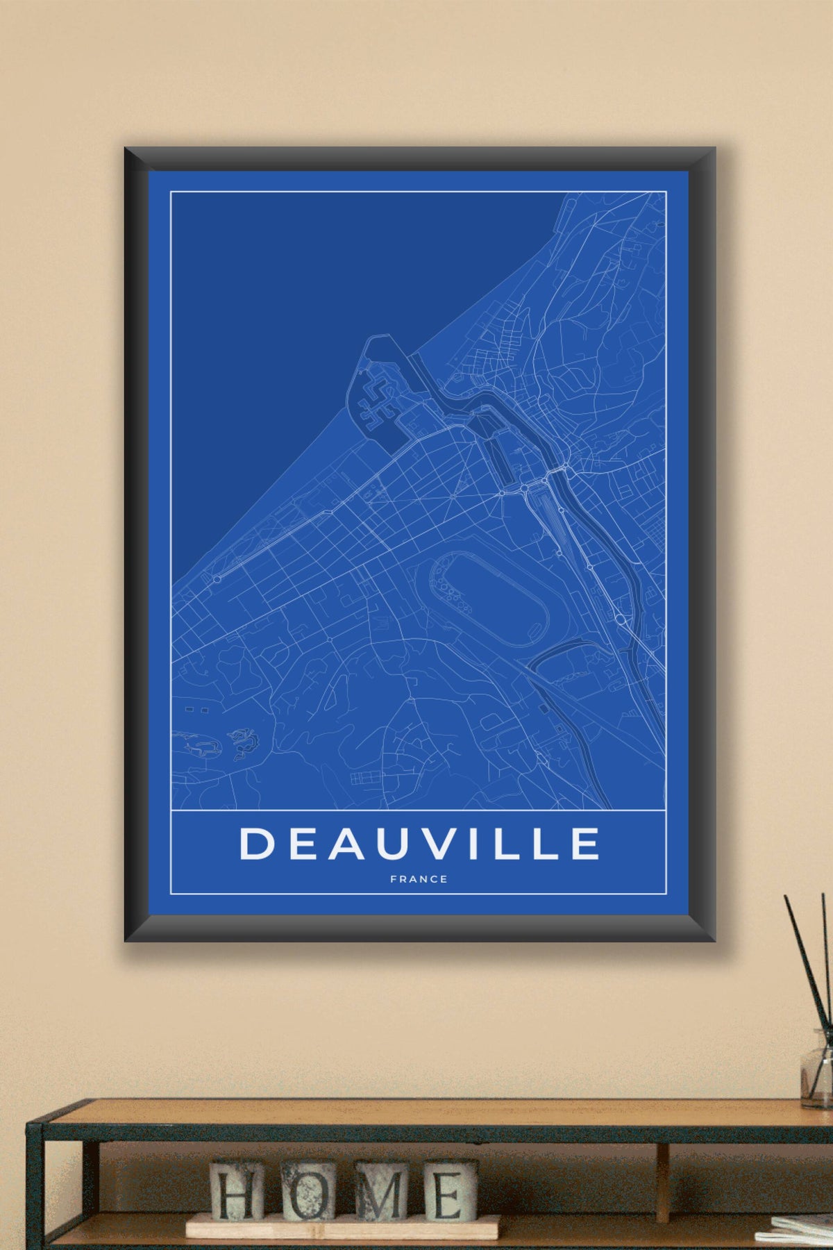 Carte de Deauville bleue - Affiche personnalisée