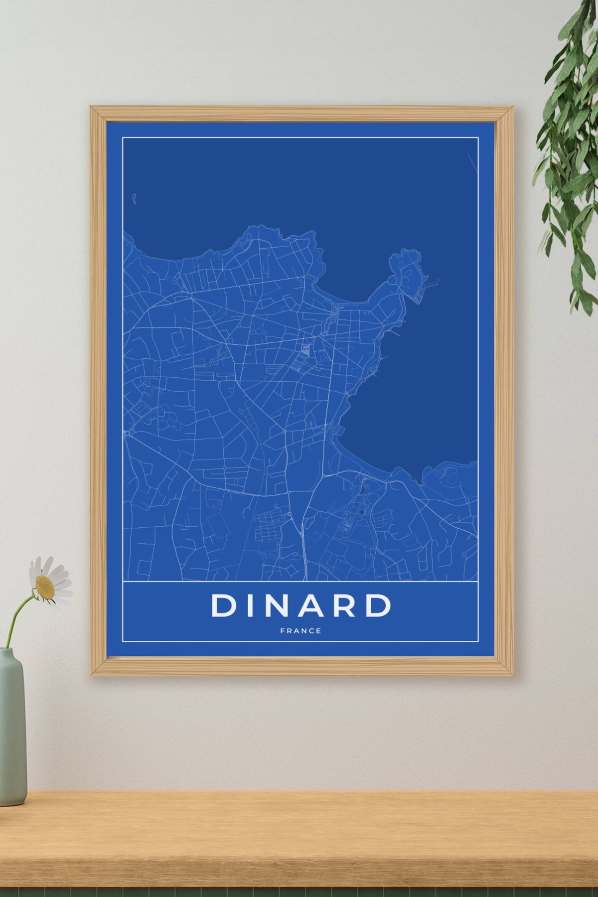 Carte de Dinard bleue - Affiche personnalisée