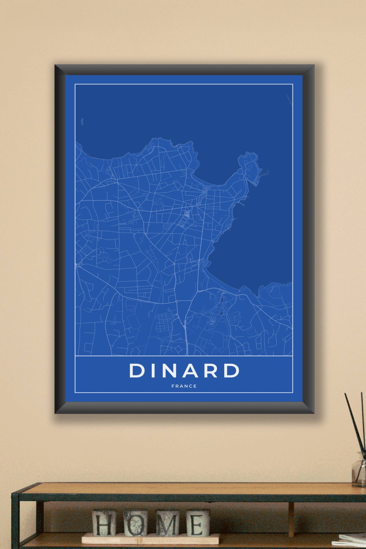 Carte de Dinard bleue - Affiche personnalisée