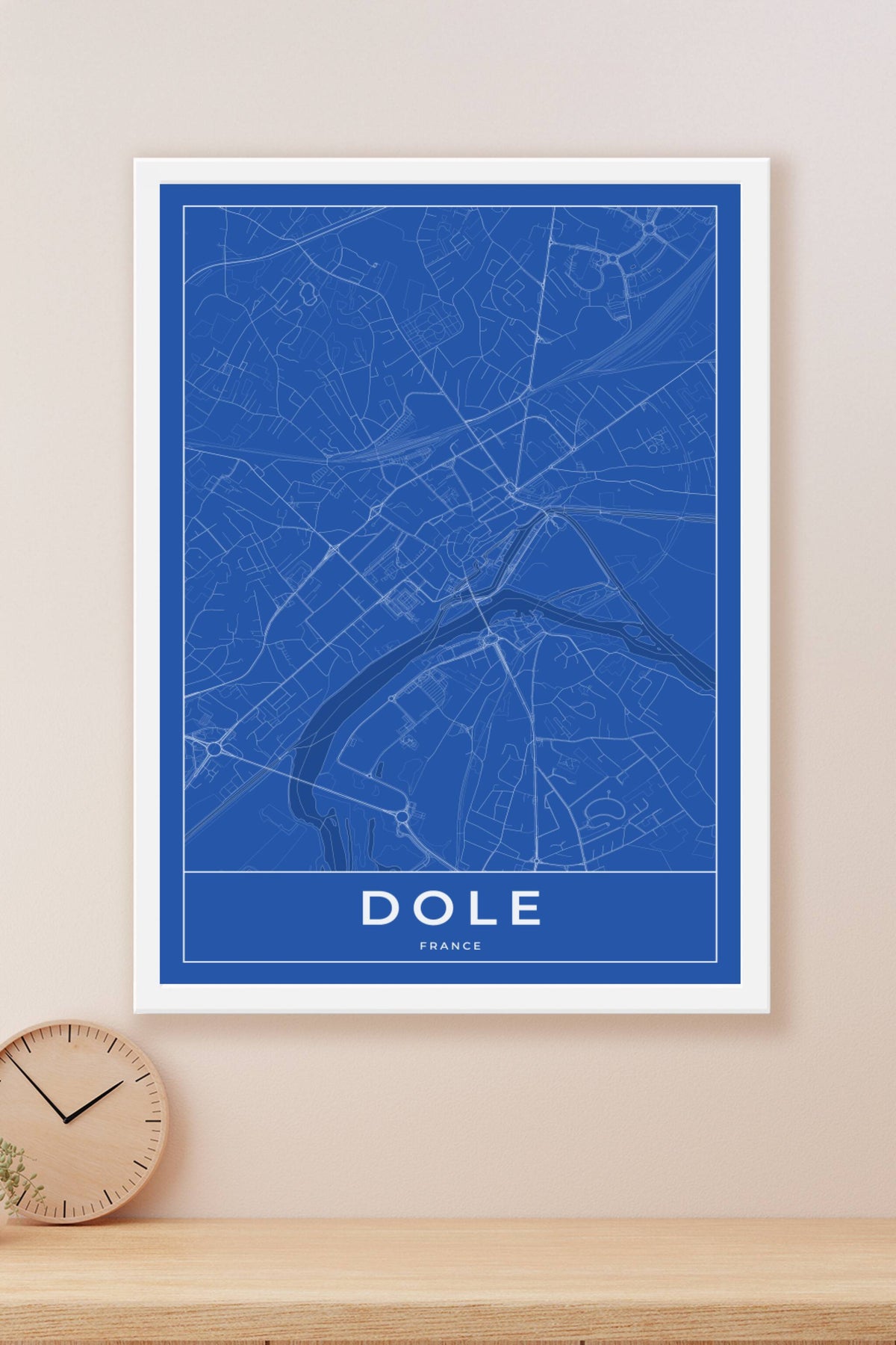Carte de Dole bleue - Affiche personnalisée
