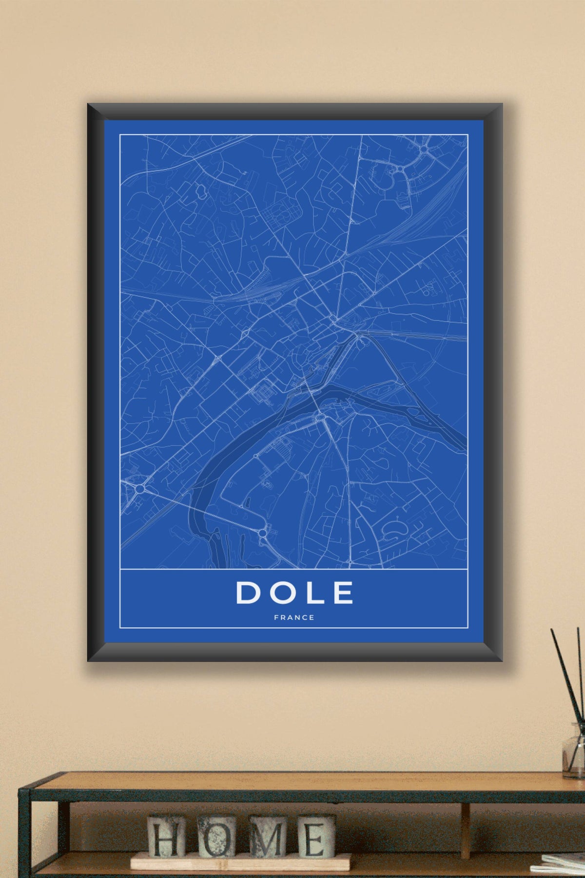 Carte de Dole bleue - Affiche personnalisée