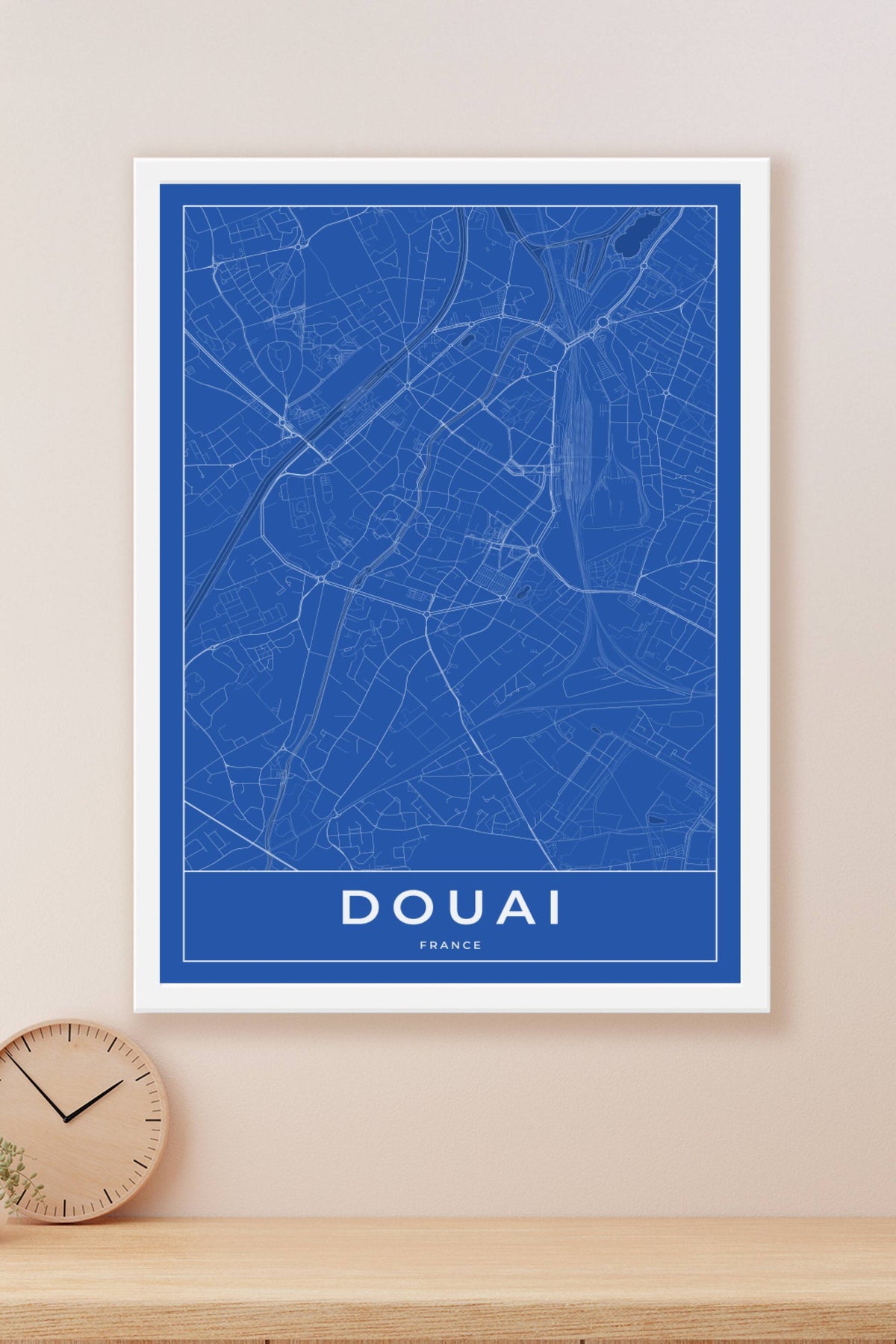 Carte de Douai bleue - Affiche personnalisée