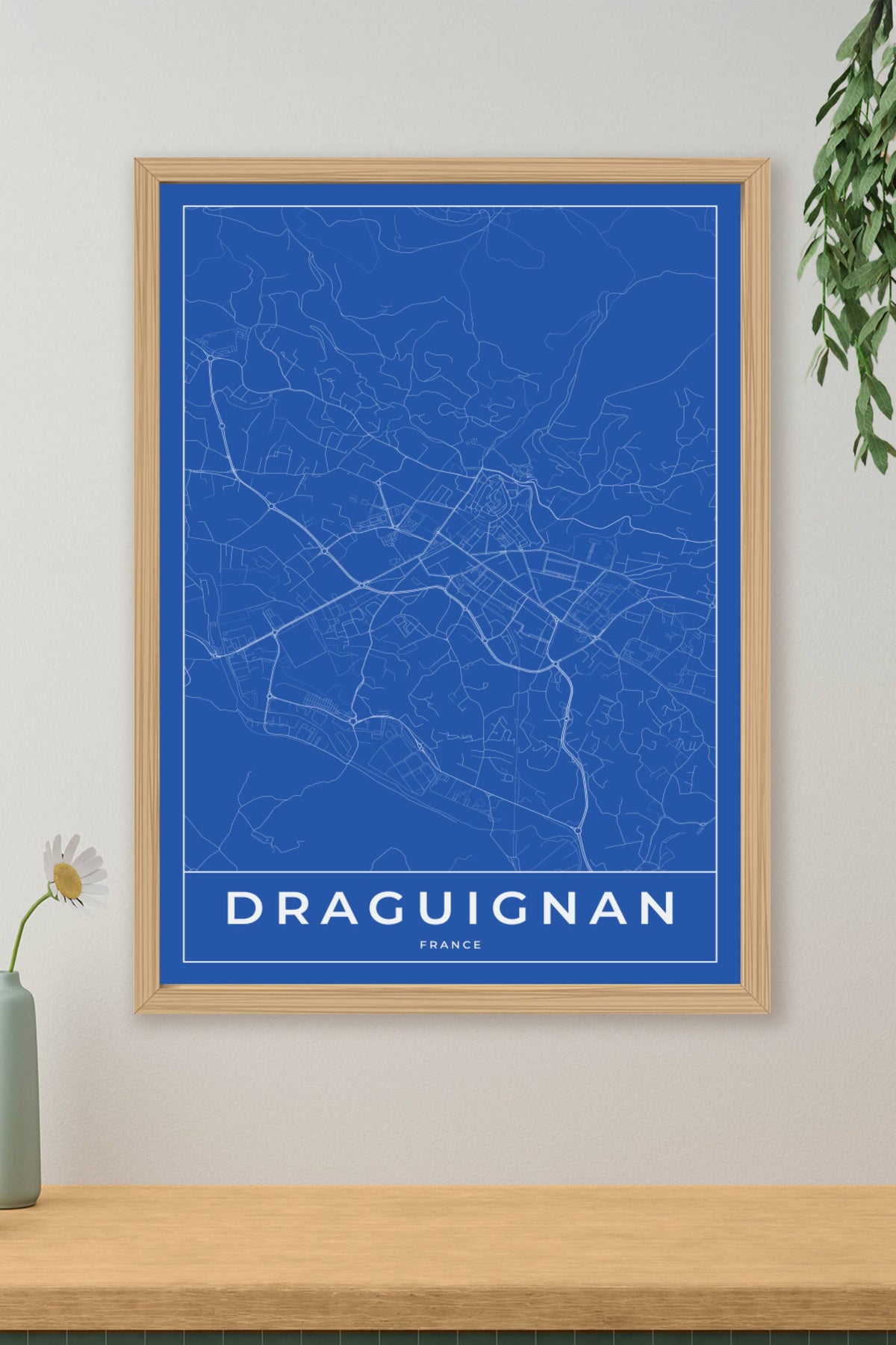 Carte de Draguignan bleue - Affiche personnalisée