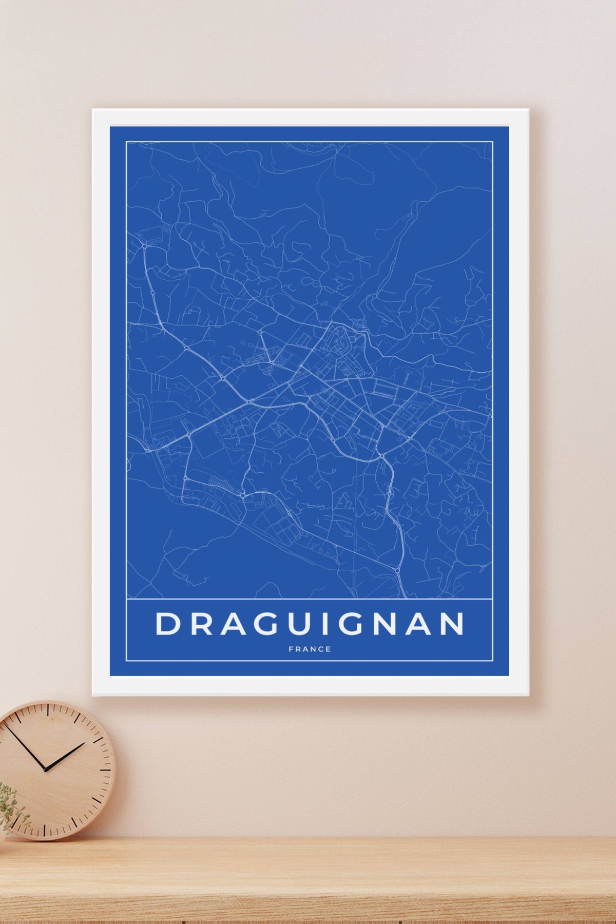 Carte de Draguignan bleue - Affiche personnalisée