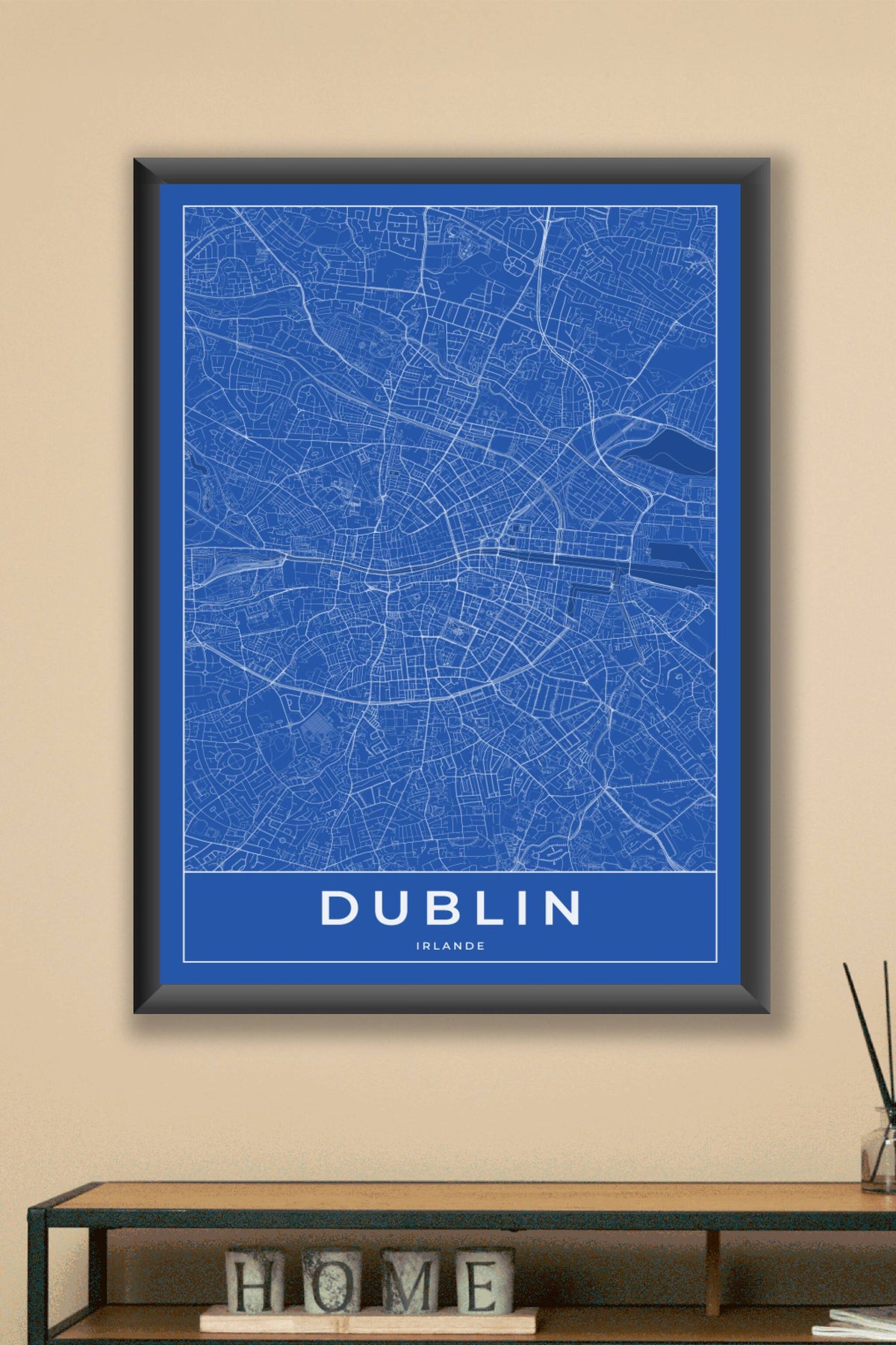 Carte de Dublin bleue - Affiche personnalisée