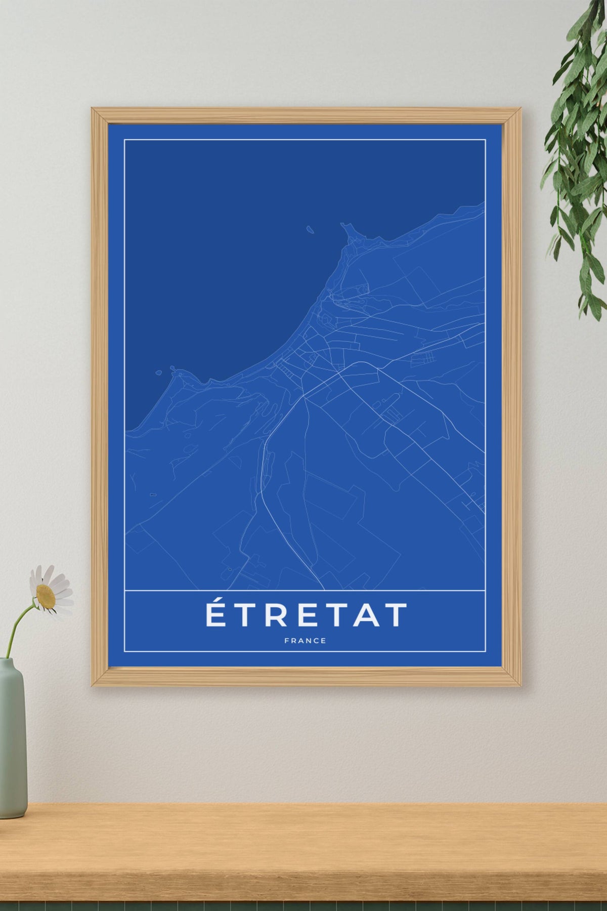 Carte d'Étretat bleue - Affiche personnalisée