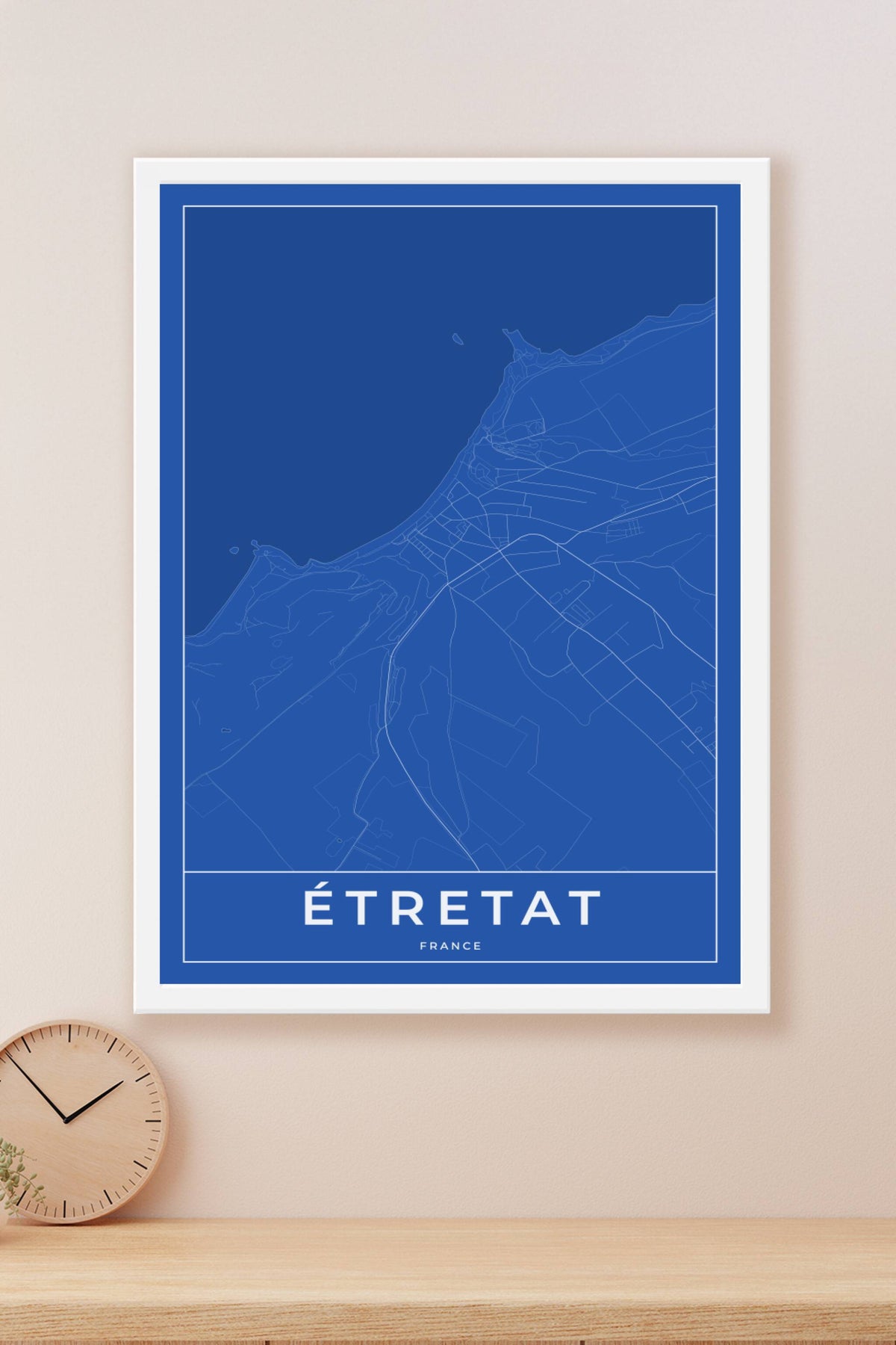 Carte d'Étretat bleue - Affiche personnalisée