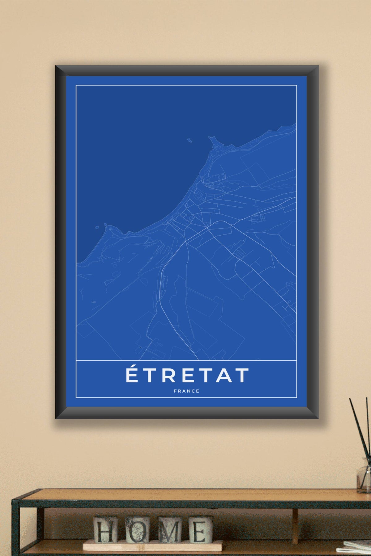 Carte d'Étretat bleue - Affiche personnalisée