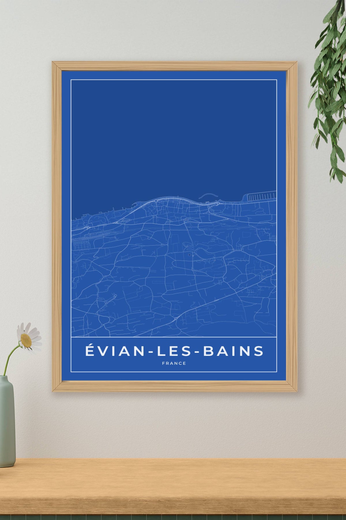 Carte d'Évian-les-Bains bleue - Affiche personnalisée