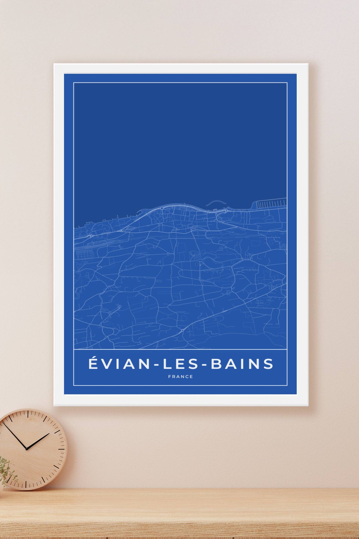 Carte d'Évian-les-Bains bleue - Affiche personnalisée