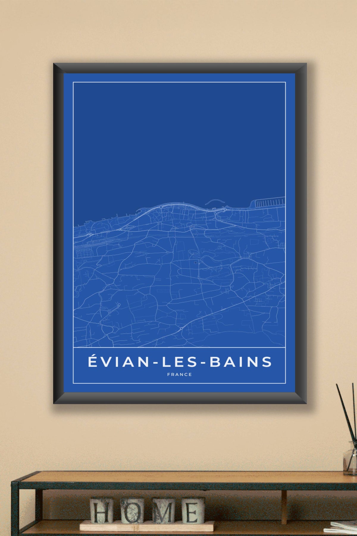 Carte d'Évian-les-Bains bleue - Affiche personnalisée