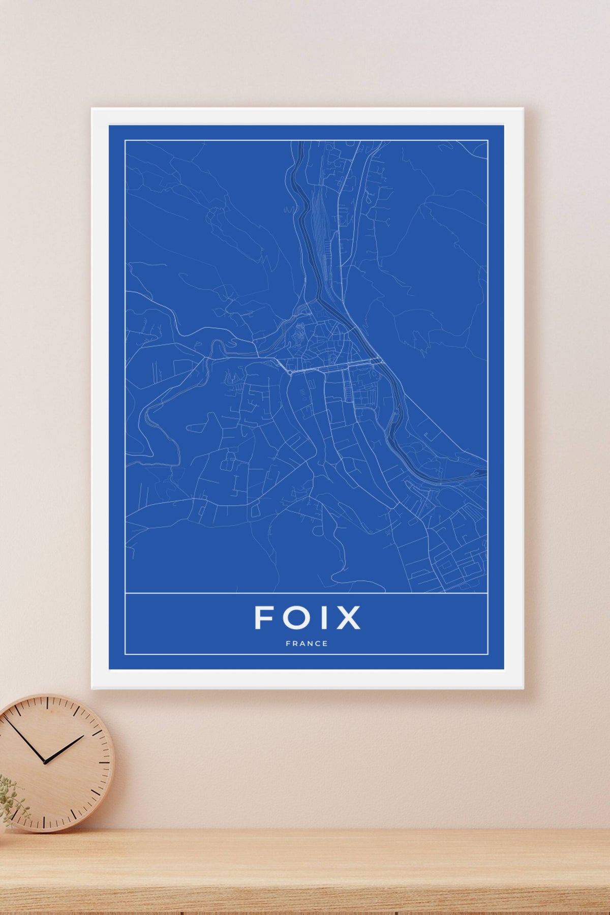 Carte de Foix bleue - Affiche personnalisée
