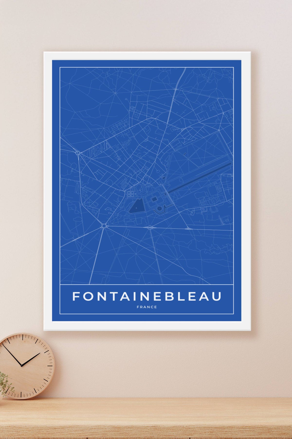 Carte de Fontainebleau bleue - Affiche personnalisée