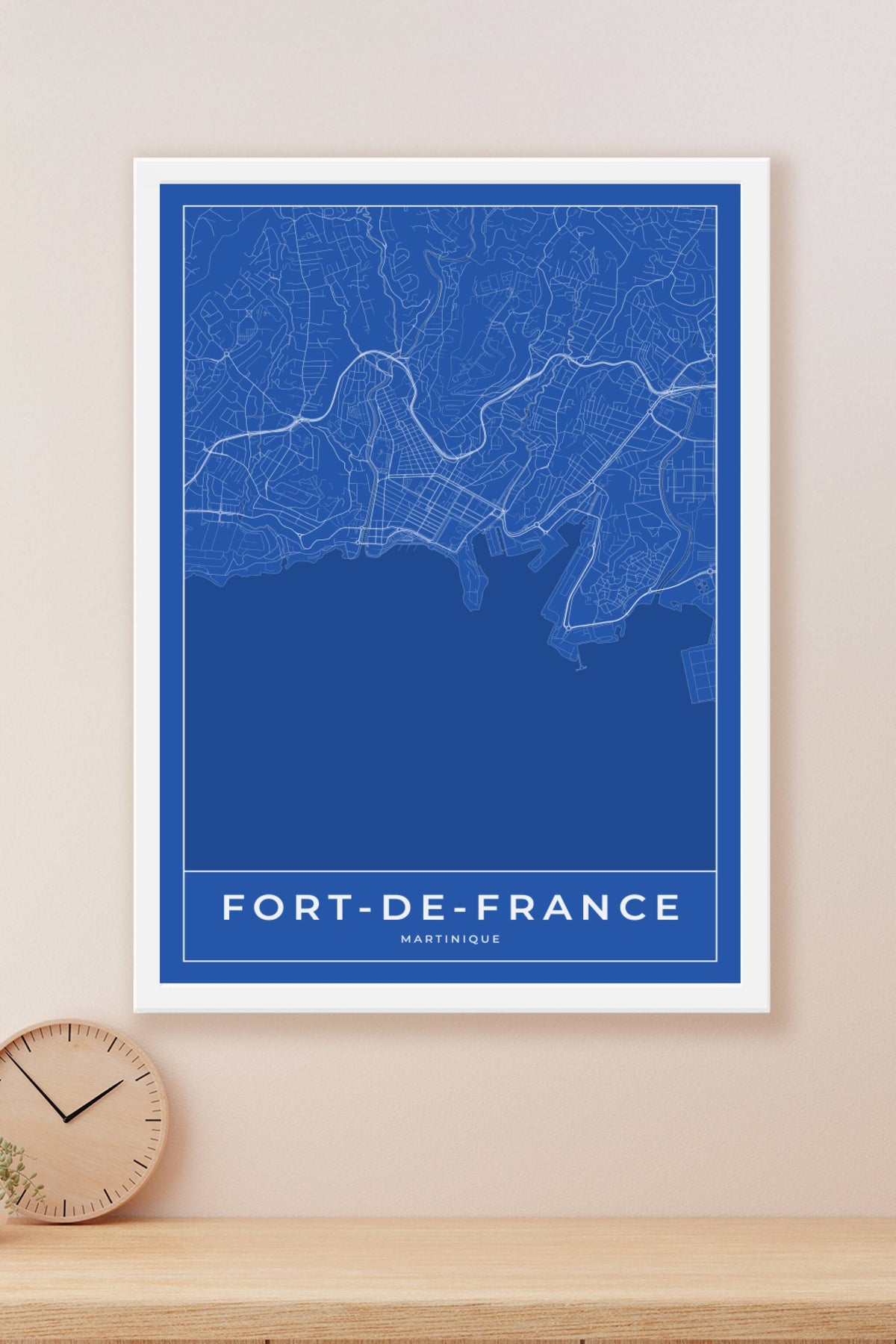 Carte de Fort-de-France bleue - Affiche personnalisée