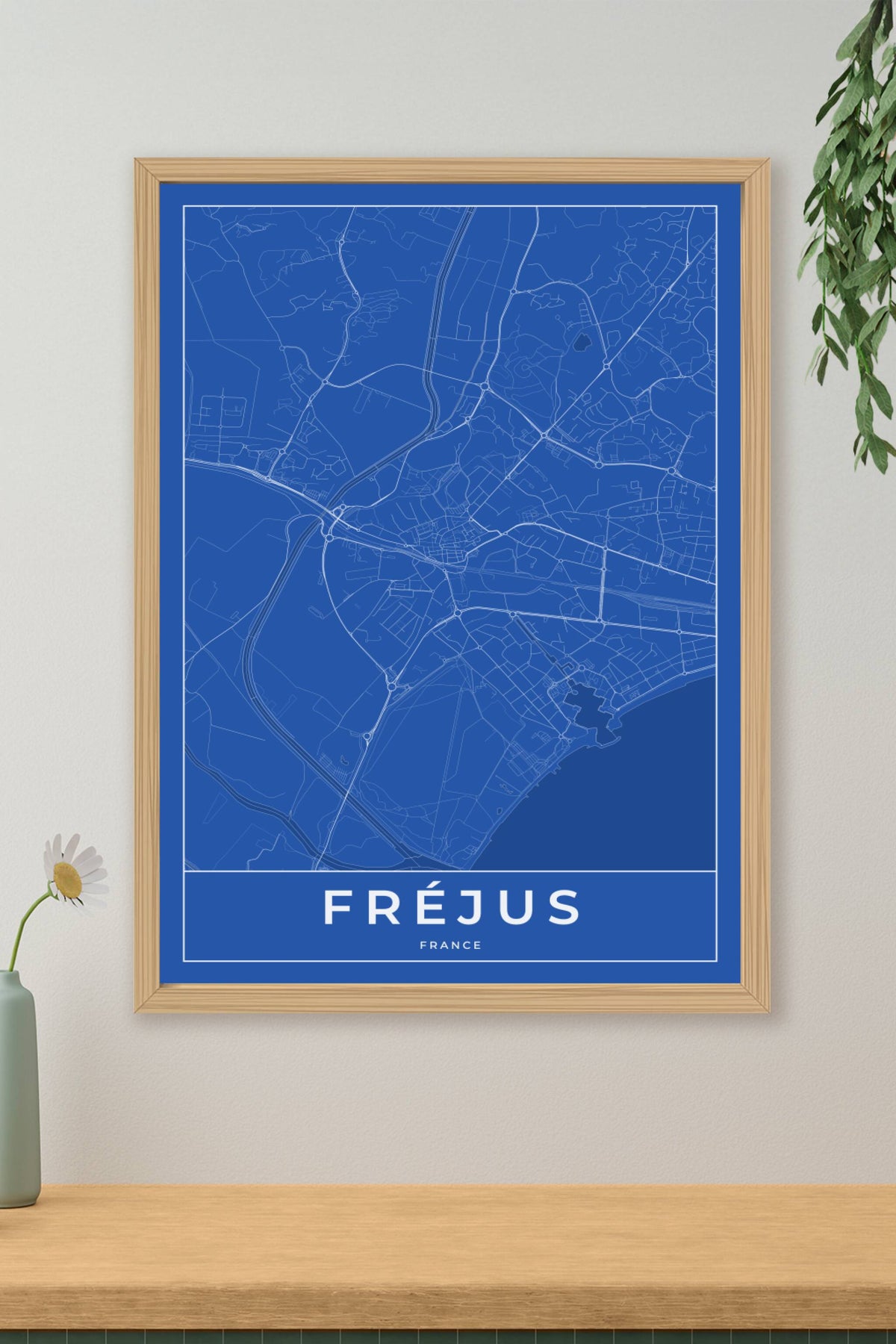Carte de Fréjus bleue - Affiche personnalisée