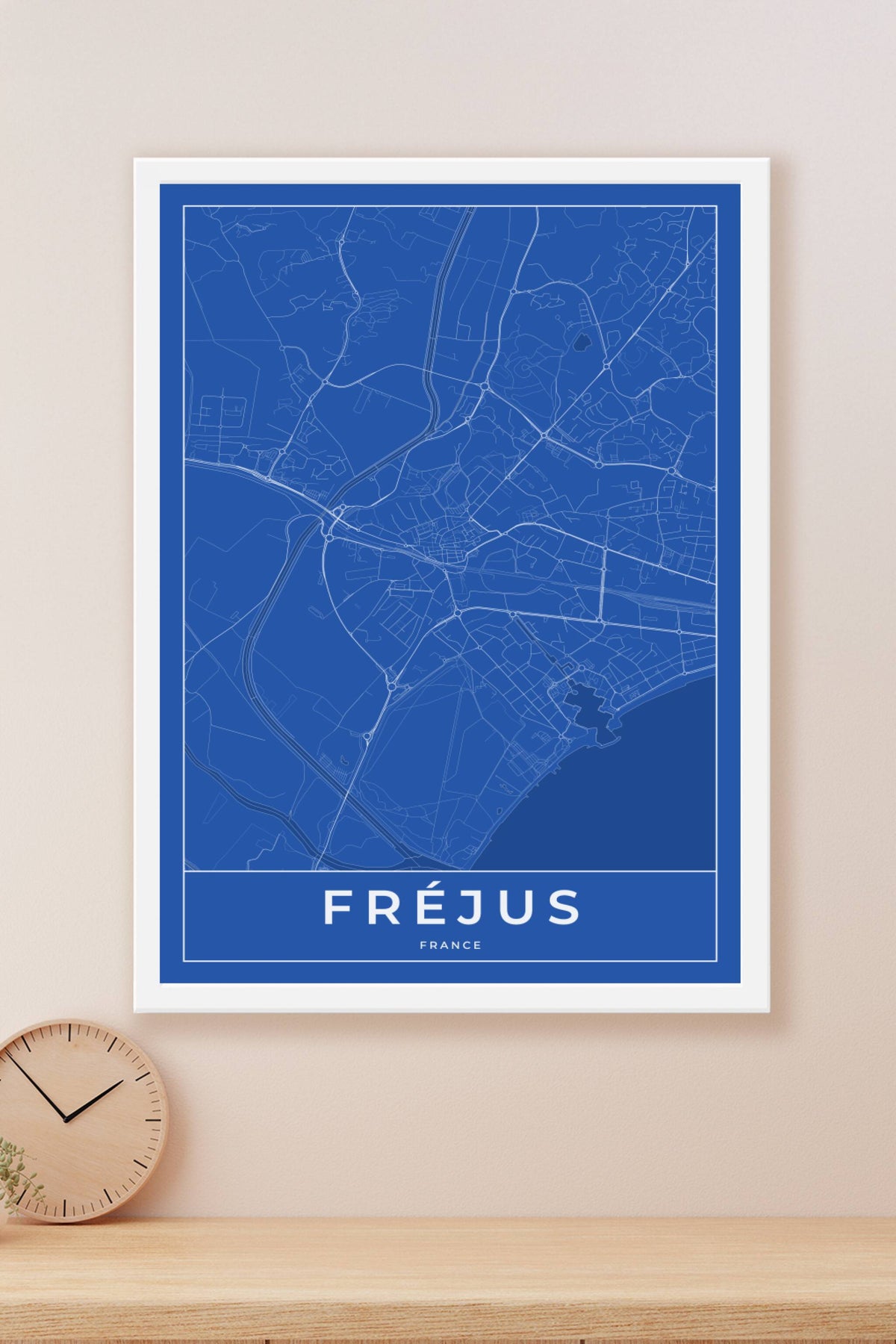 Carte de Fréjus bleue - Affiche personnalisée