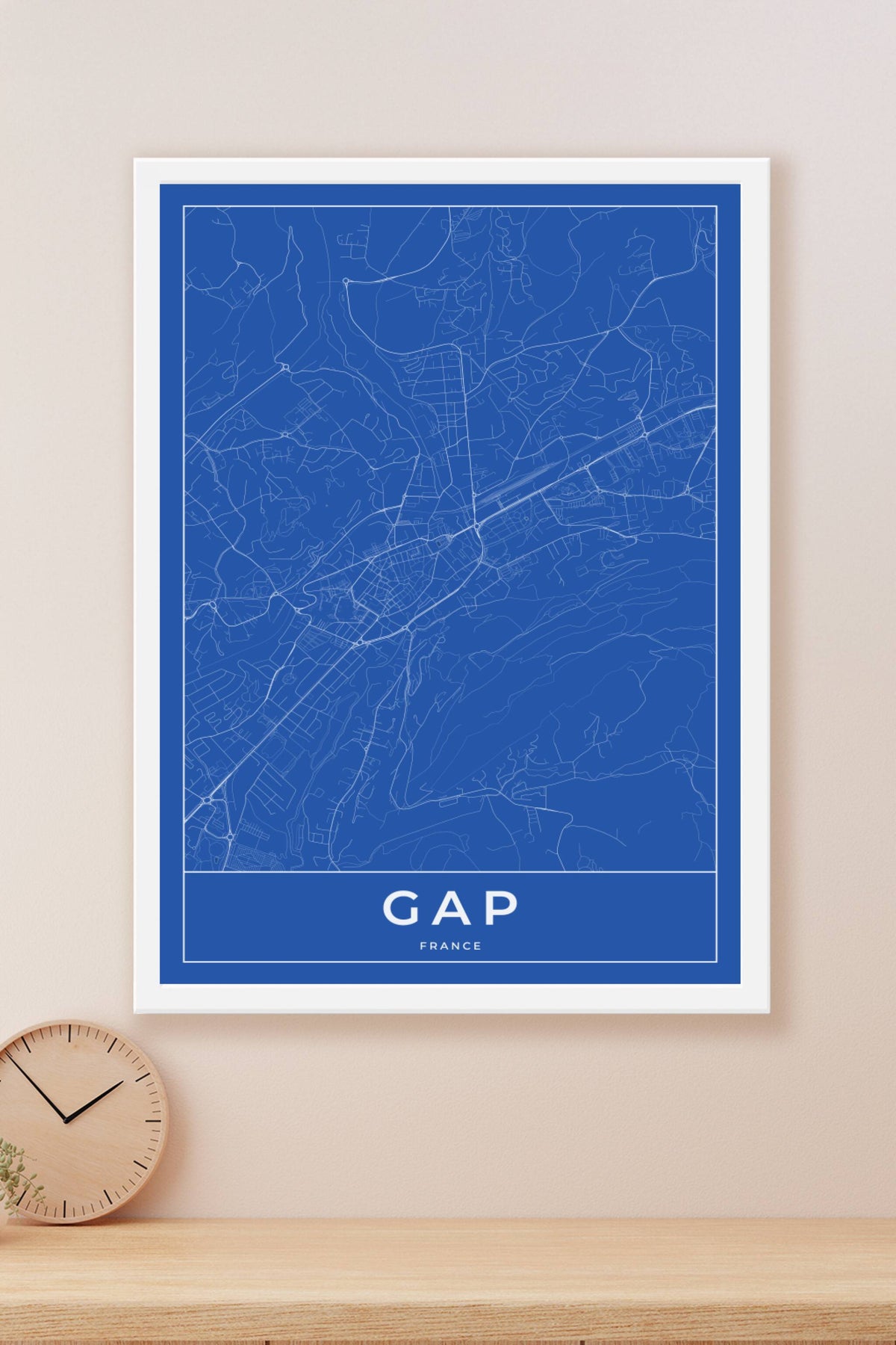 Carte de Gap bleue - Affiche personnalisée