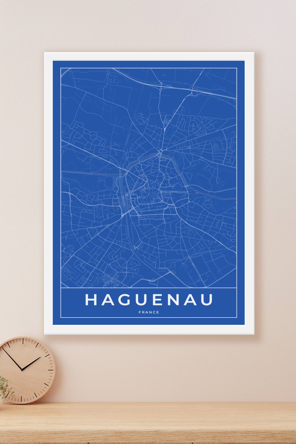 Carte d'Haguenau bleue - Affiche personnalisée