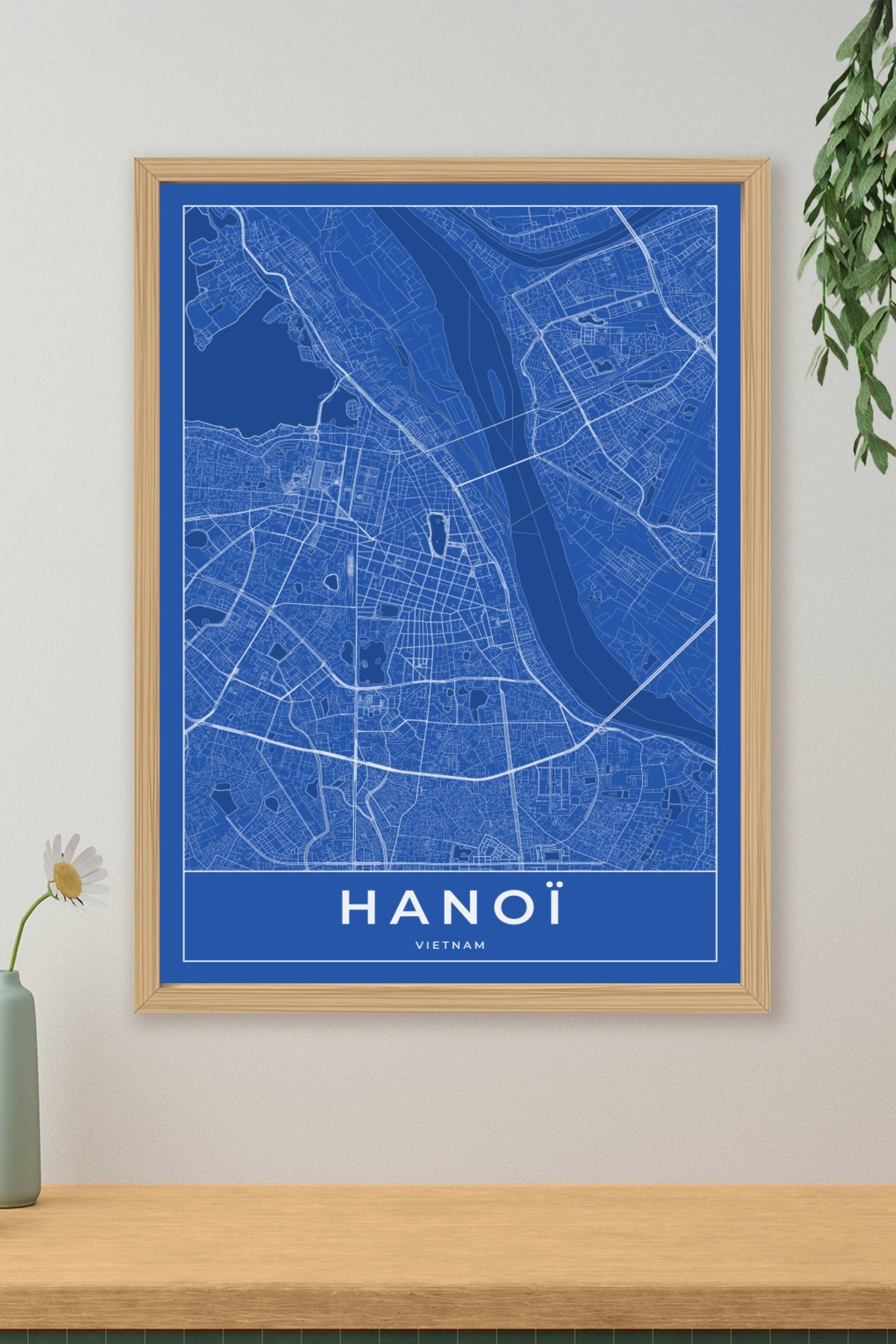 Carte d'Hanoï bleue - Affiche personnalisée