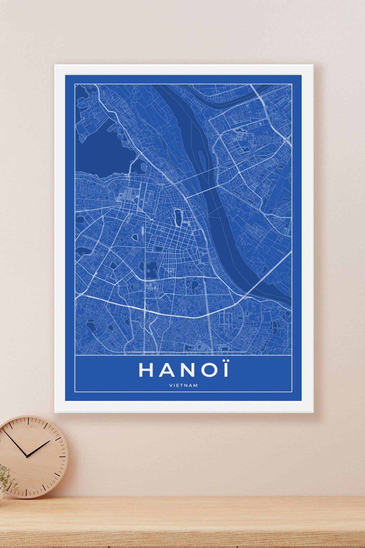 Carte d'Hanoï bleue - Affiche personnalisée