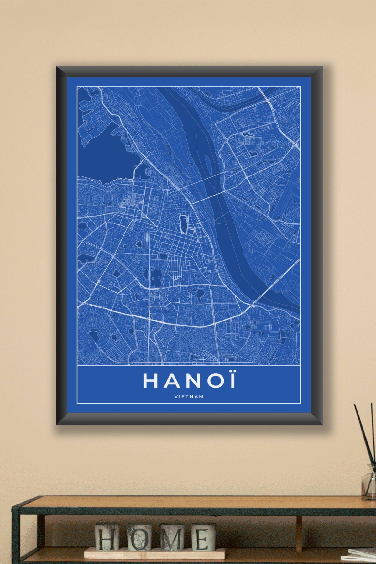 Carte d'Hanoï bleue - Affiche personnalisée