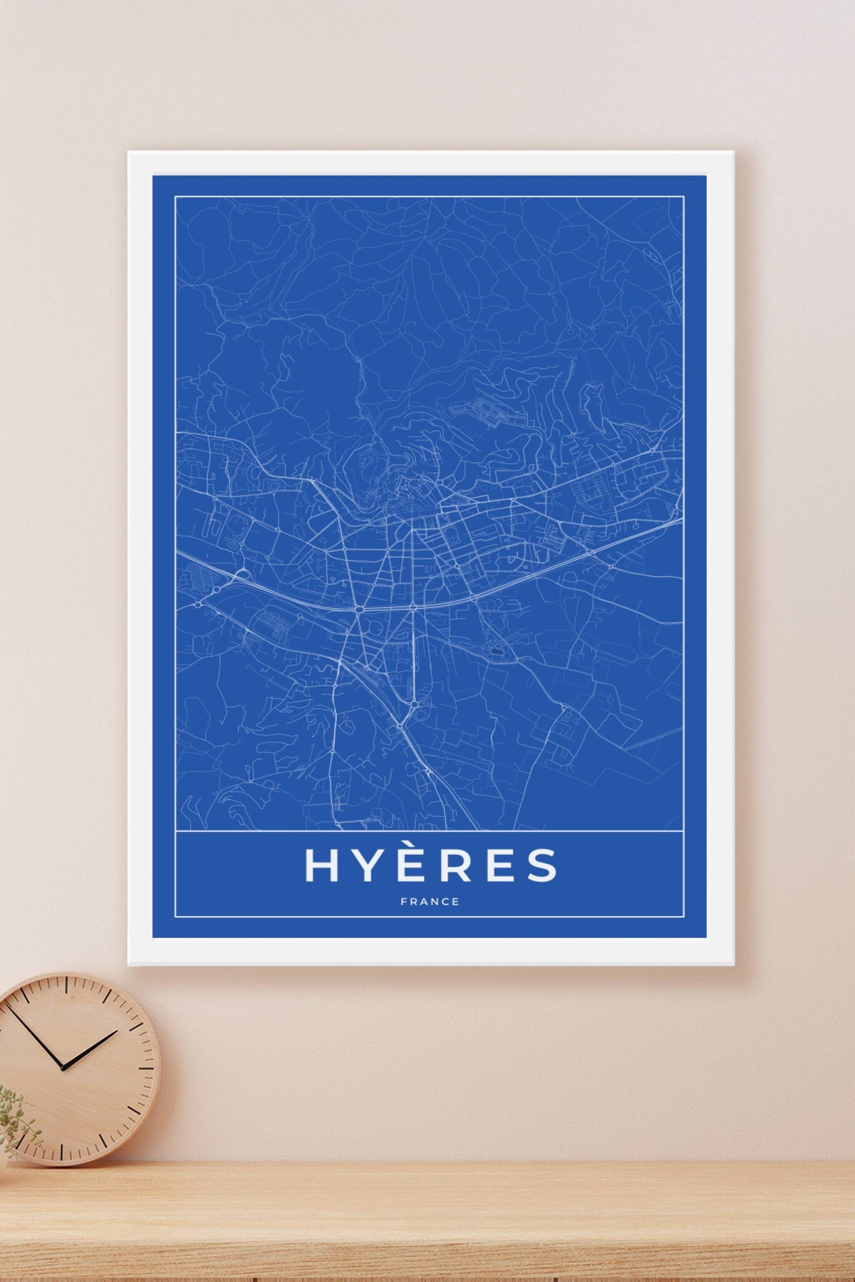Carte d'Hyères bleue - Affiche personnalisée