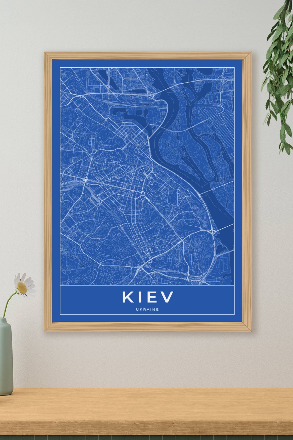 Carte de Kiev bleue - Affiche personnalisée