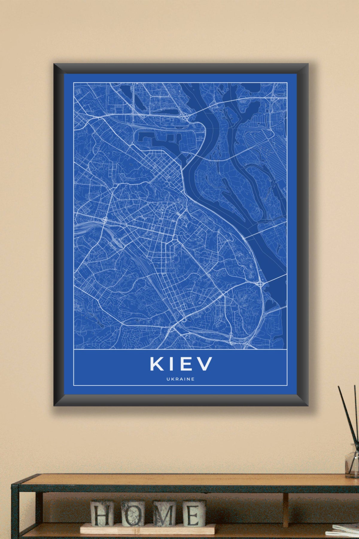 Carte de Kiev bleue - Affiche personnalisée