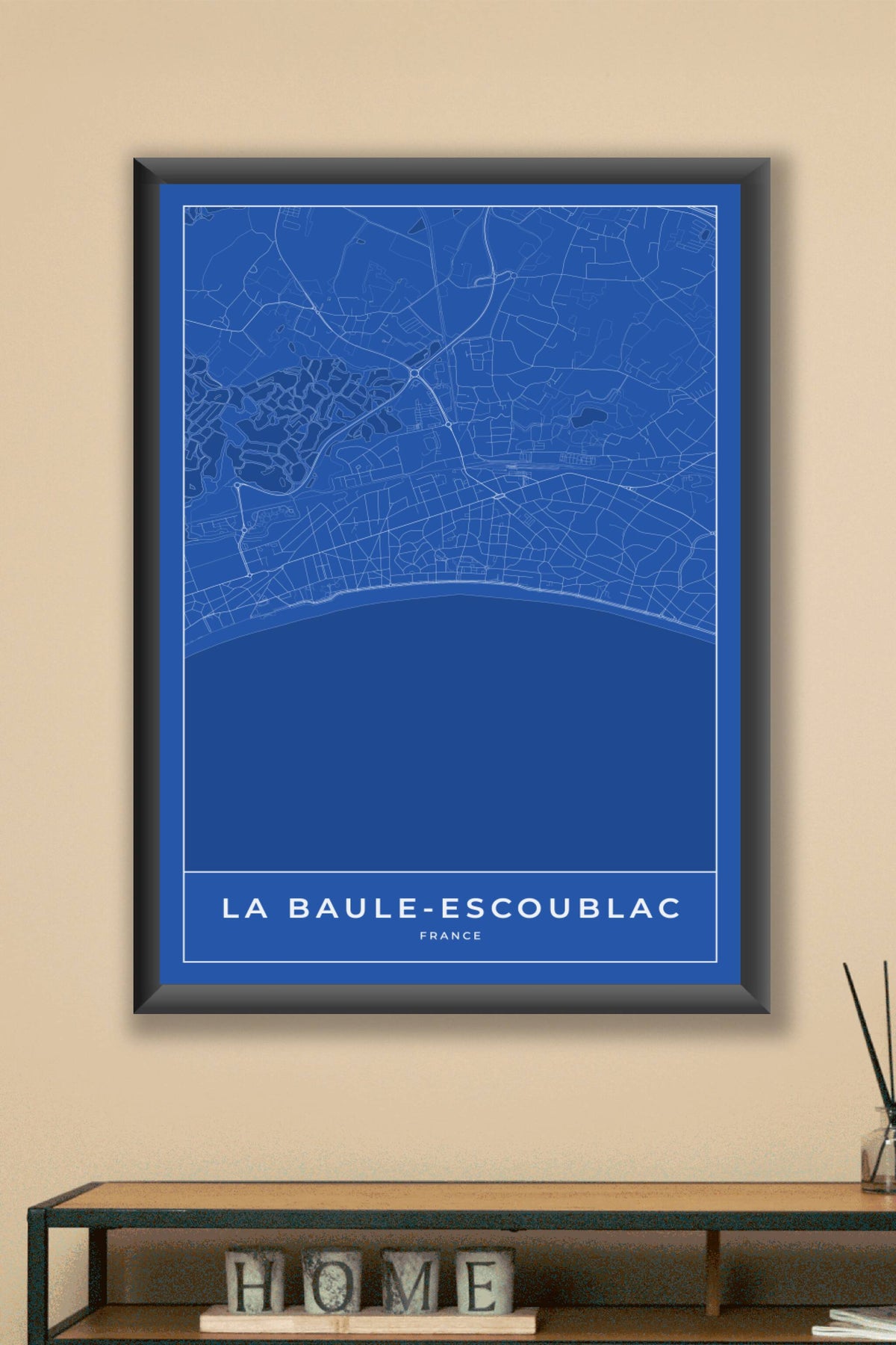 Carte de La Baule-Escoublac bleue - Affiche personnalisée