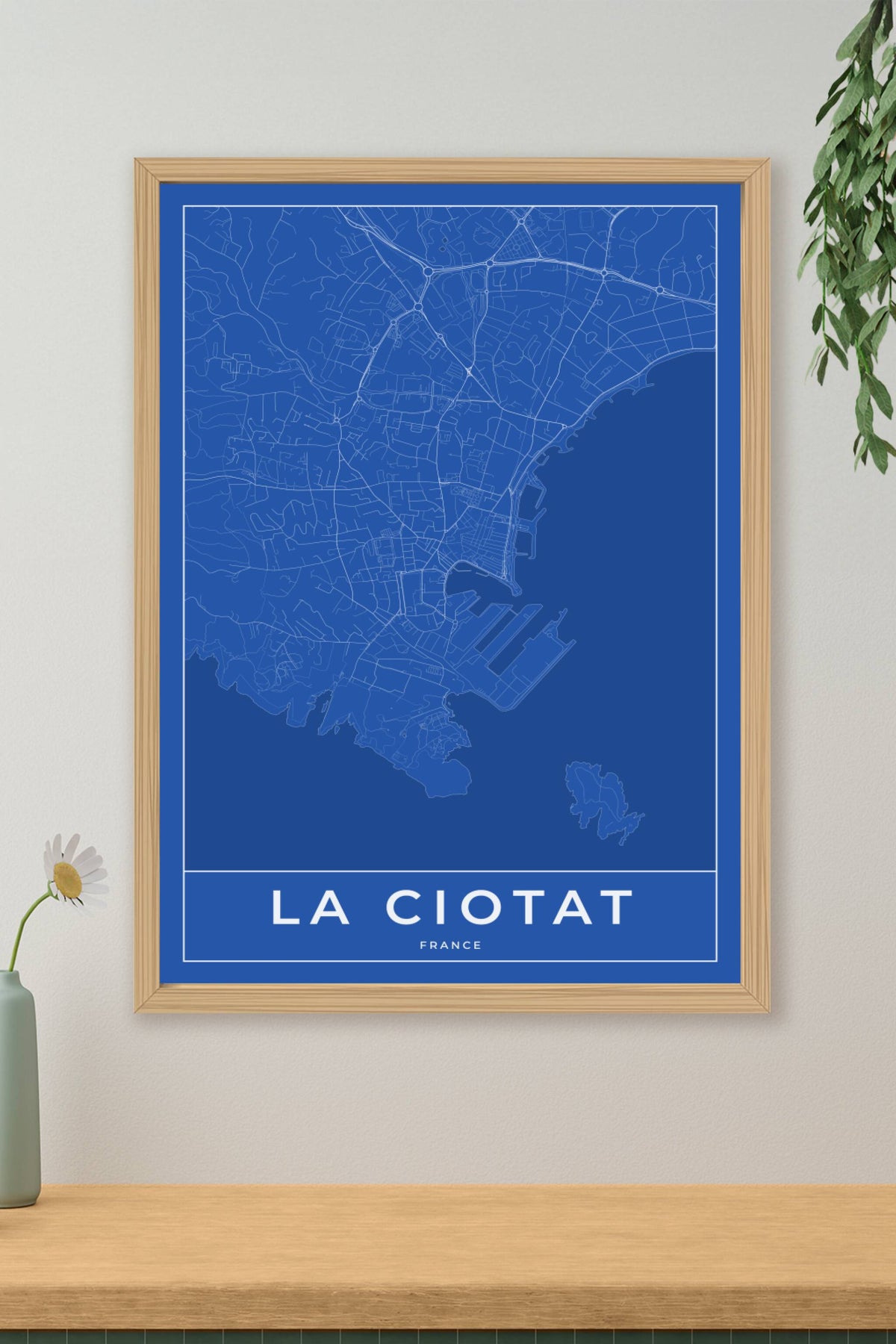 Carte de La Ciotat bleue - Affiche personnalisée