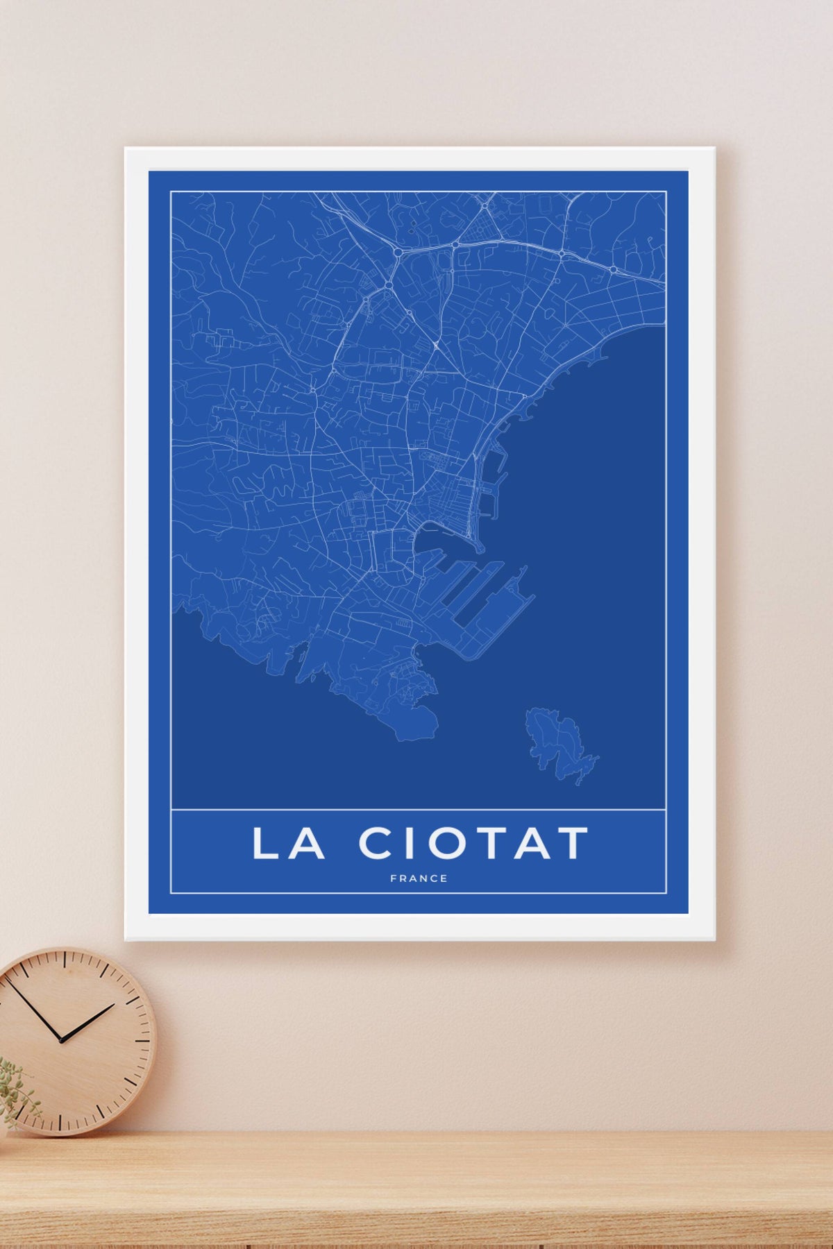 Carte de La Ciotat bleue - Affiche personnalisée