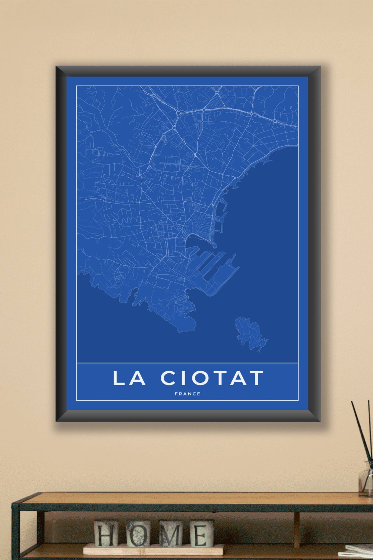 Carte de La Ciotat bleue - Affiche personnalisée