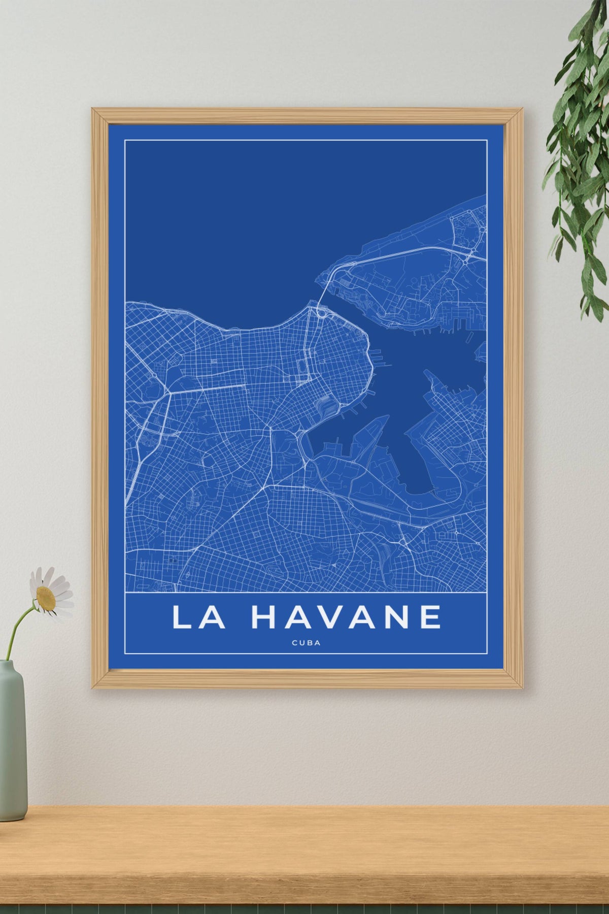 Carte de La Havane bleue - Affiche personnalisée