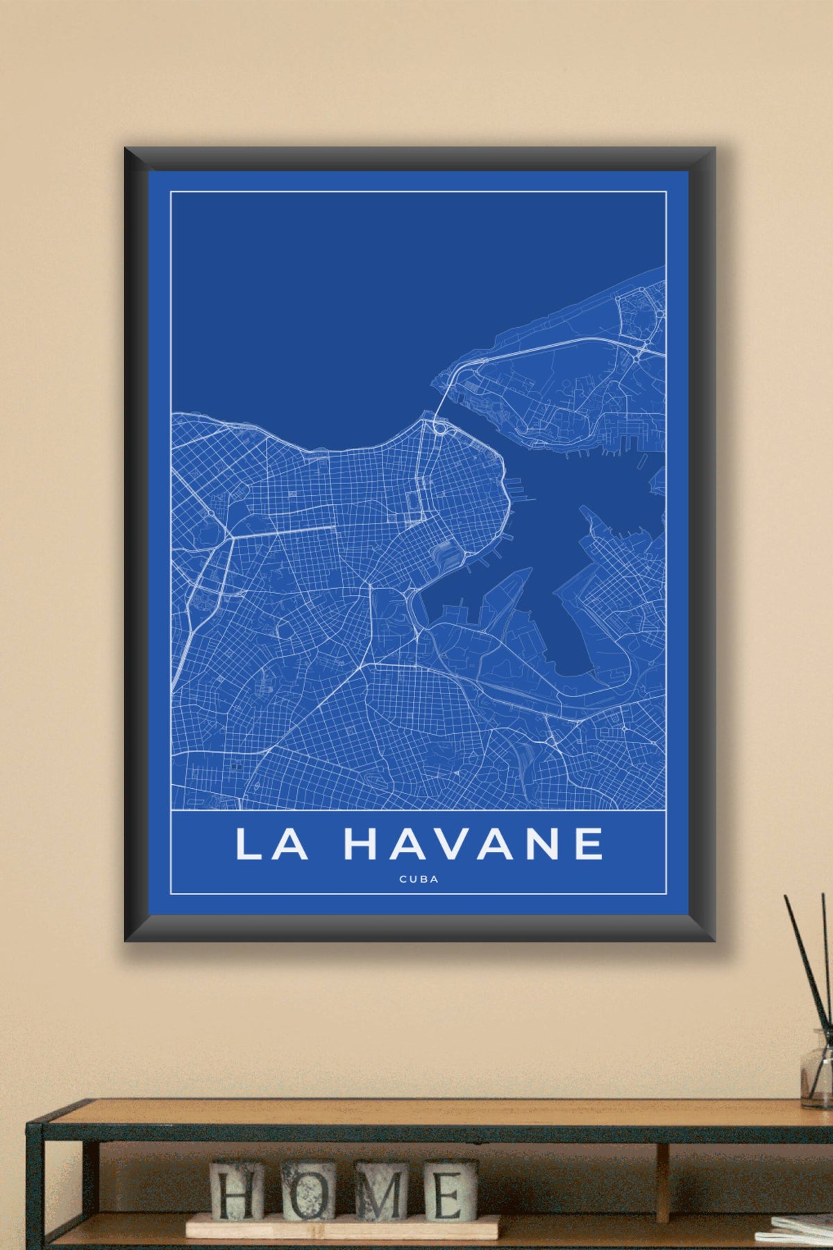 Carte de La Havane bleue - Affiche personnalisée